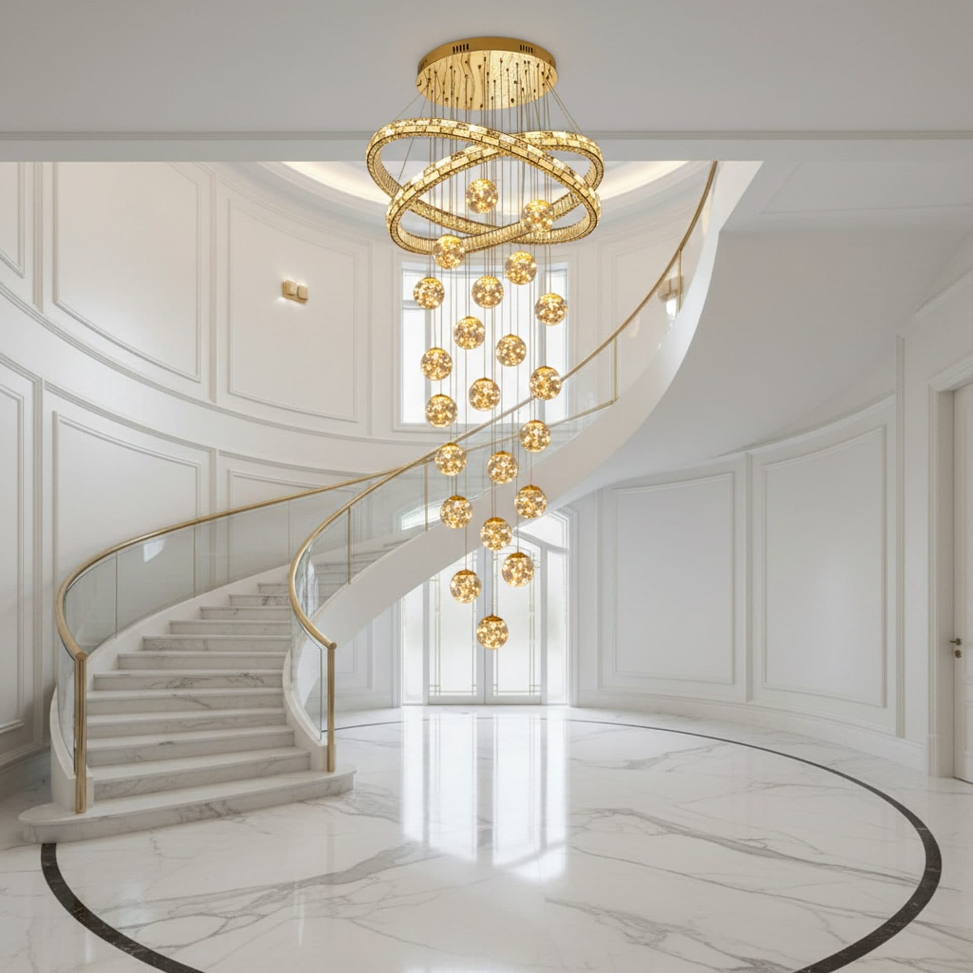 Candelabru Cristal Flippy DUARA Supremo 90x300cm Auriu Metal si Cristal — imagine 4