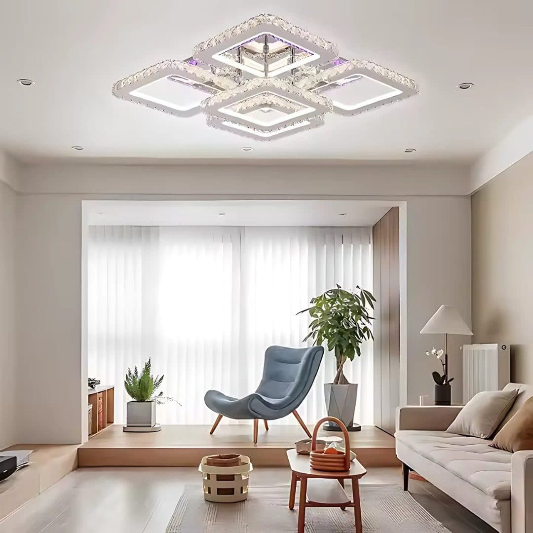 Lustra LED Flippy cu telecomanda cristal RGB 143W 5 Patrate — imagine 7