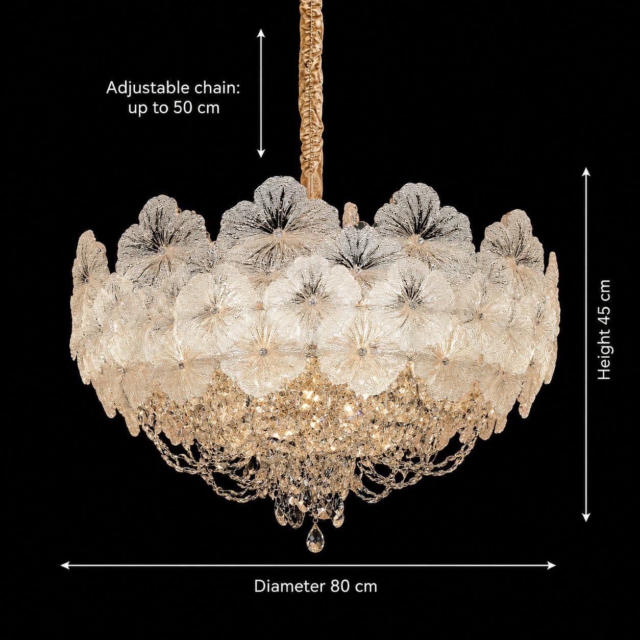 Candelabru Flippy Cristal CROWN Regalis 21xE14 Auriu Lucios — imagine 8