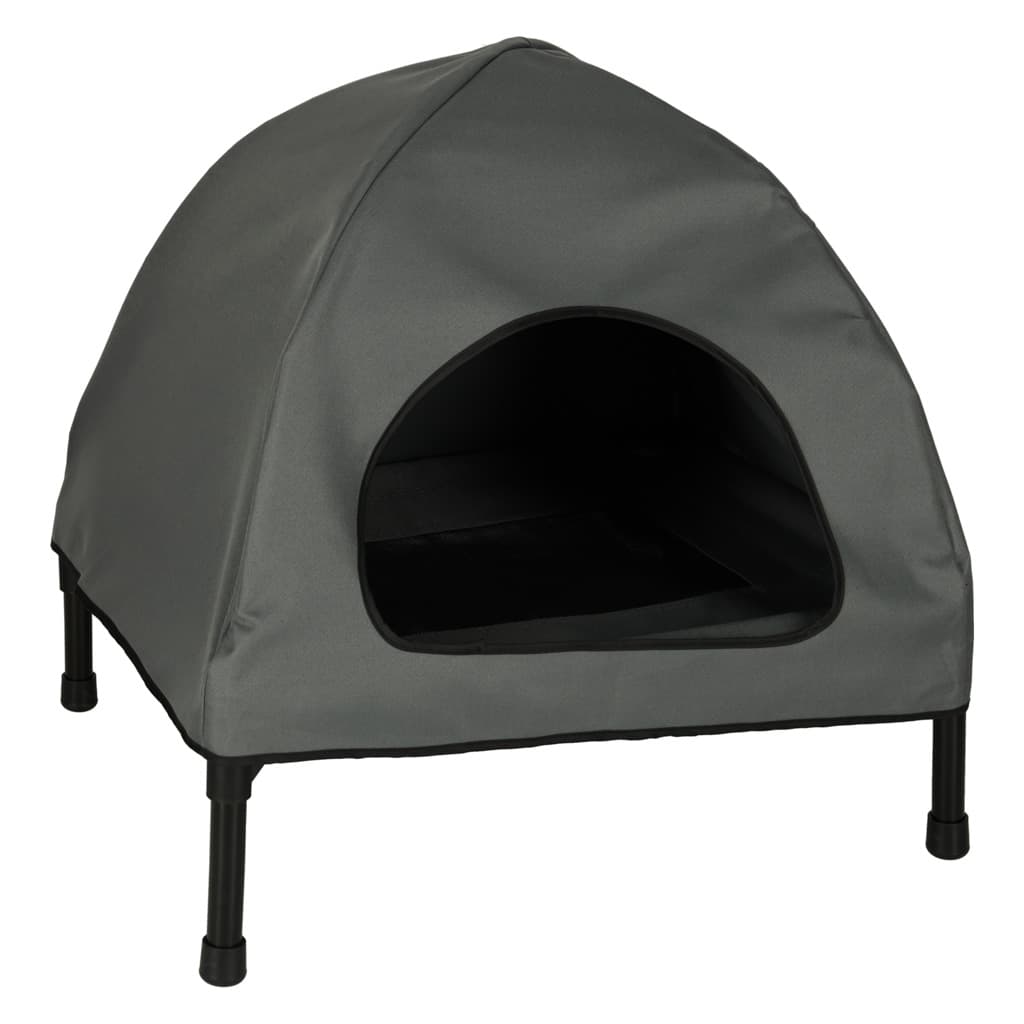 Pat tip cusca pentru caini si pisici, cadru metalic negru si panza gri, 60 x 54 x 44 cm — imagine 2
