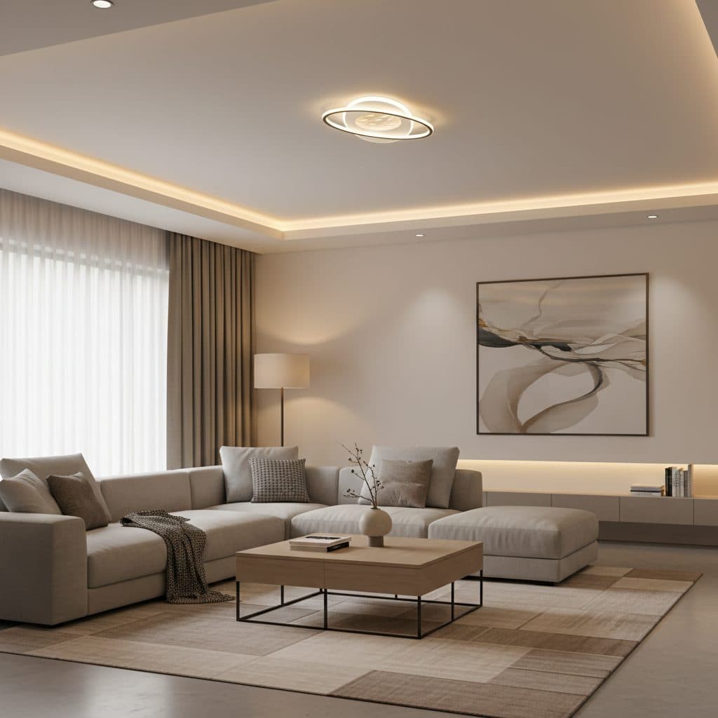 Lustra LED Ovală 96W cu telecomanda, Negru — imagine 4