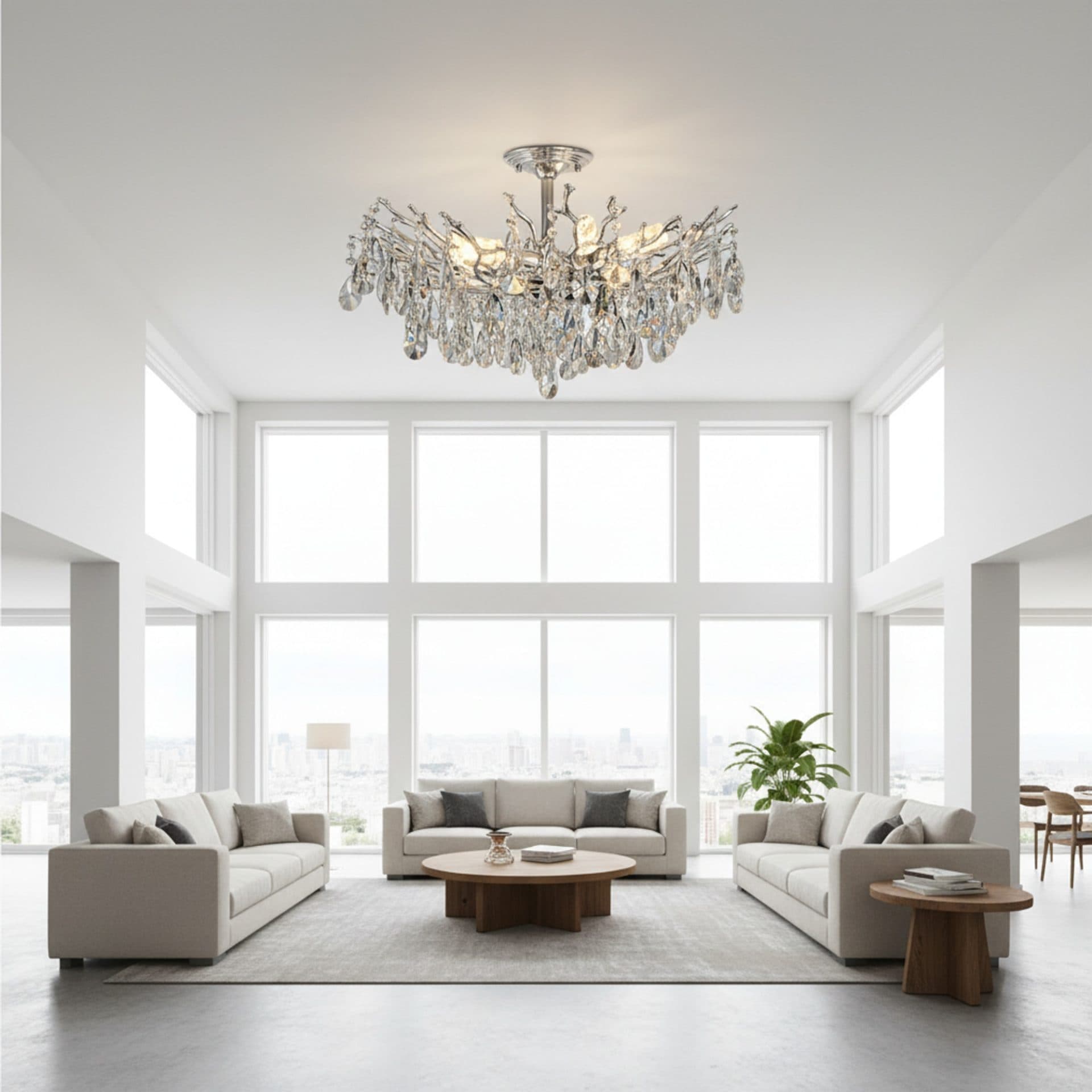 Candelabru Flippy Cristal REINA Magno, 6x E14, D60cm, Crom Lucios, Metal si Cristal — imagine 4