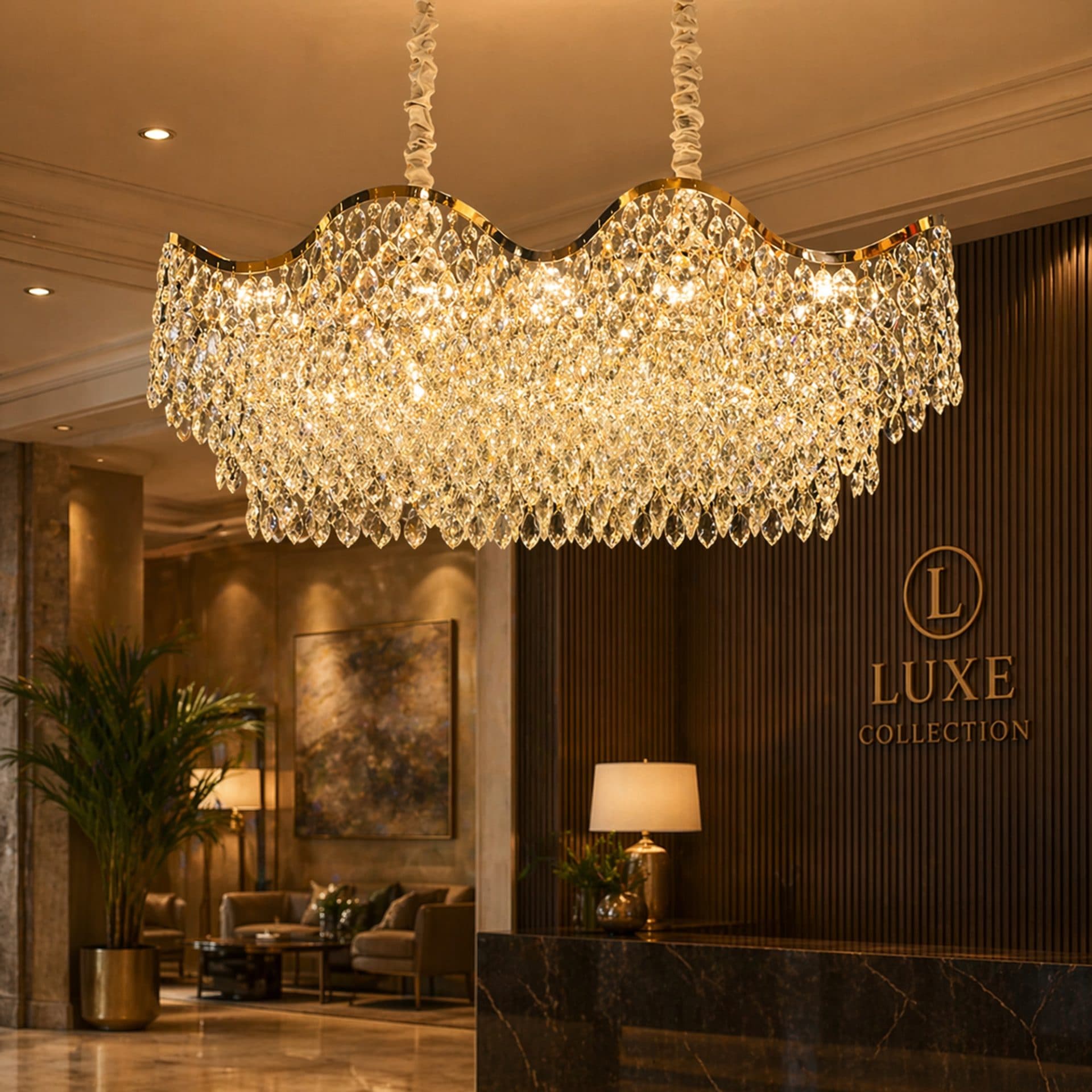 Candelabru Flippy Cristal 16xE14 VELOURA Supremo Reale Auriu Inaltime Reglabila — imagine 1