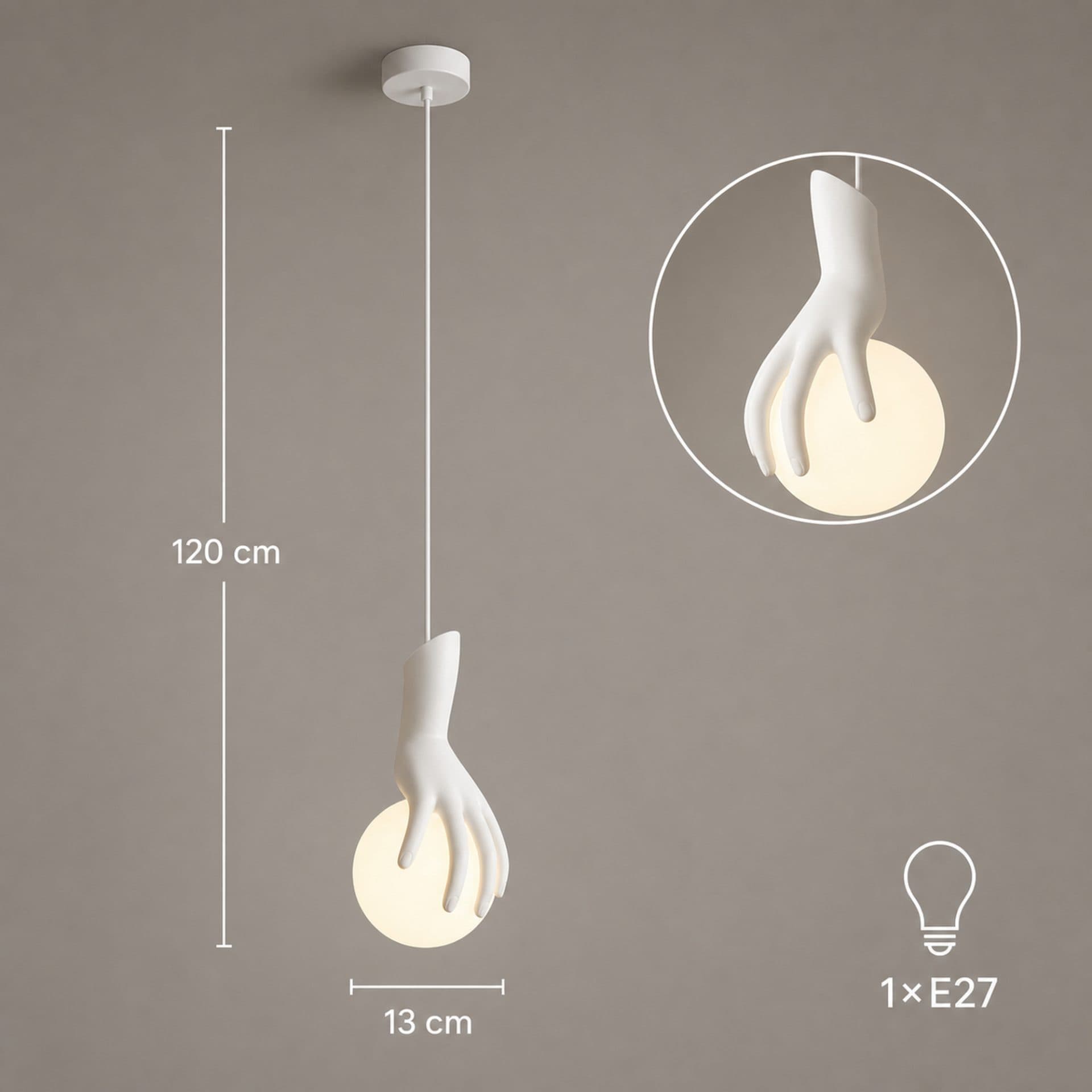 Lustra LED Flippy MANOS 13x120cm Sticla si Resina Alb — imagine 8