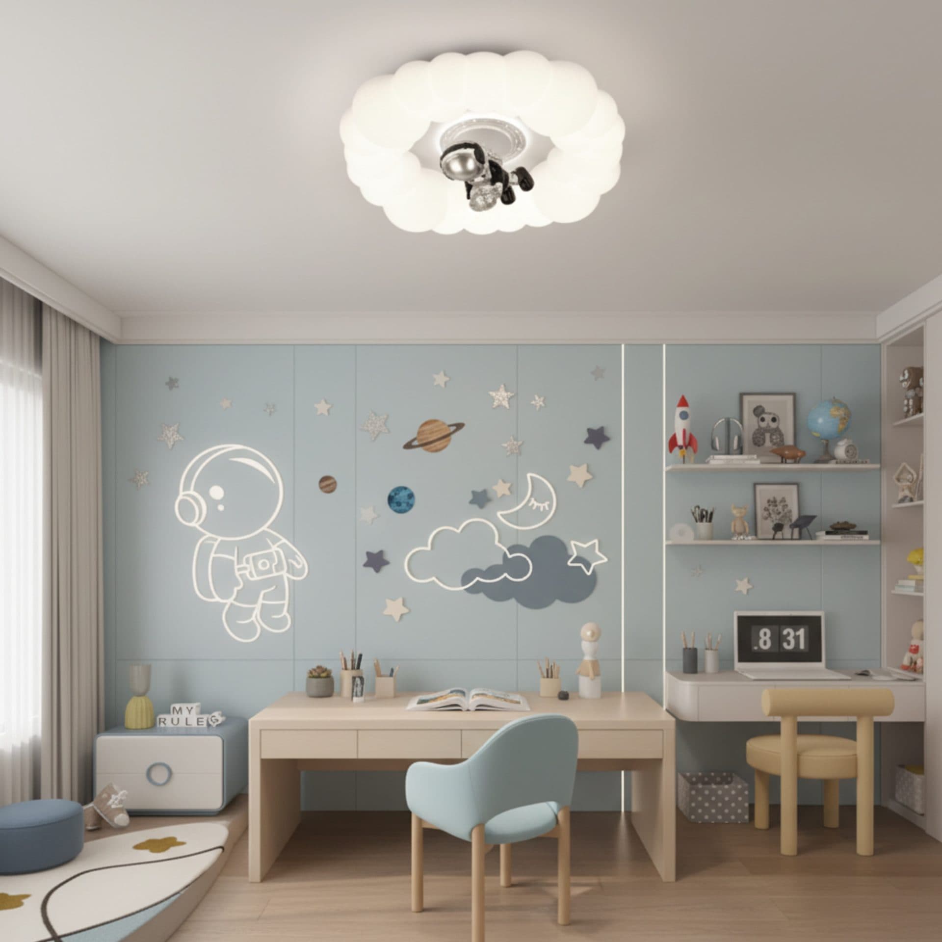 Lustra LED Flippy 75W Diametru 50cm Telecomanda Alb — imagine 1