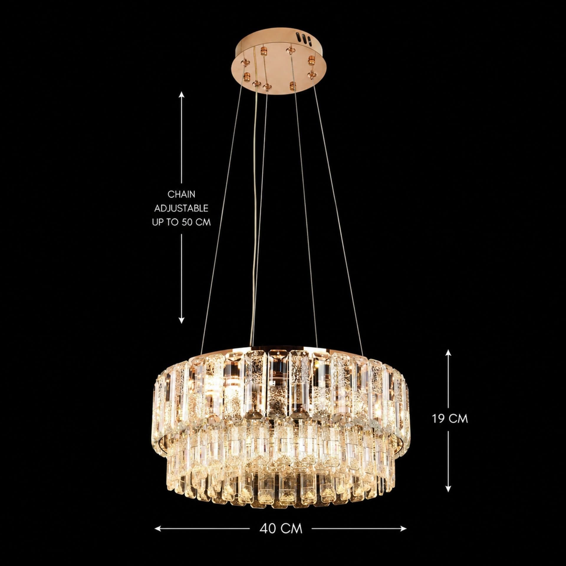 Candelabru Cristal Flippy ELYSIAN Nobile 5x E14 Auriu D40 cm — imagine 4