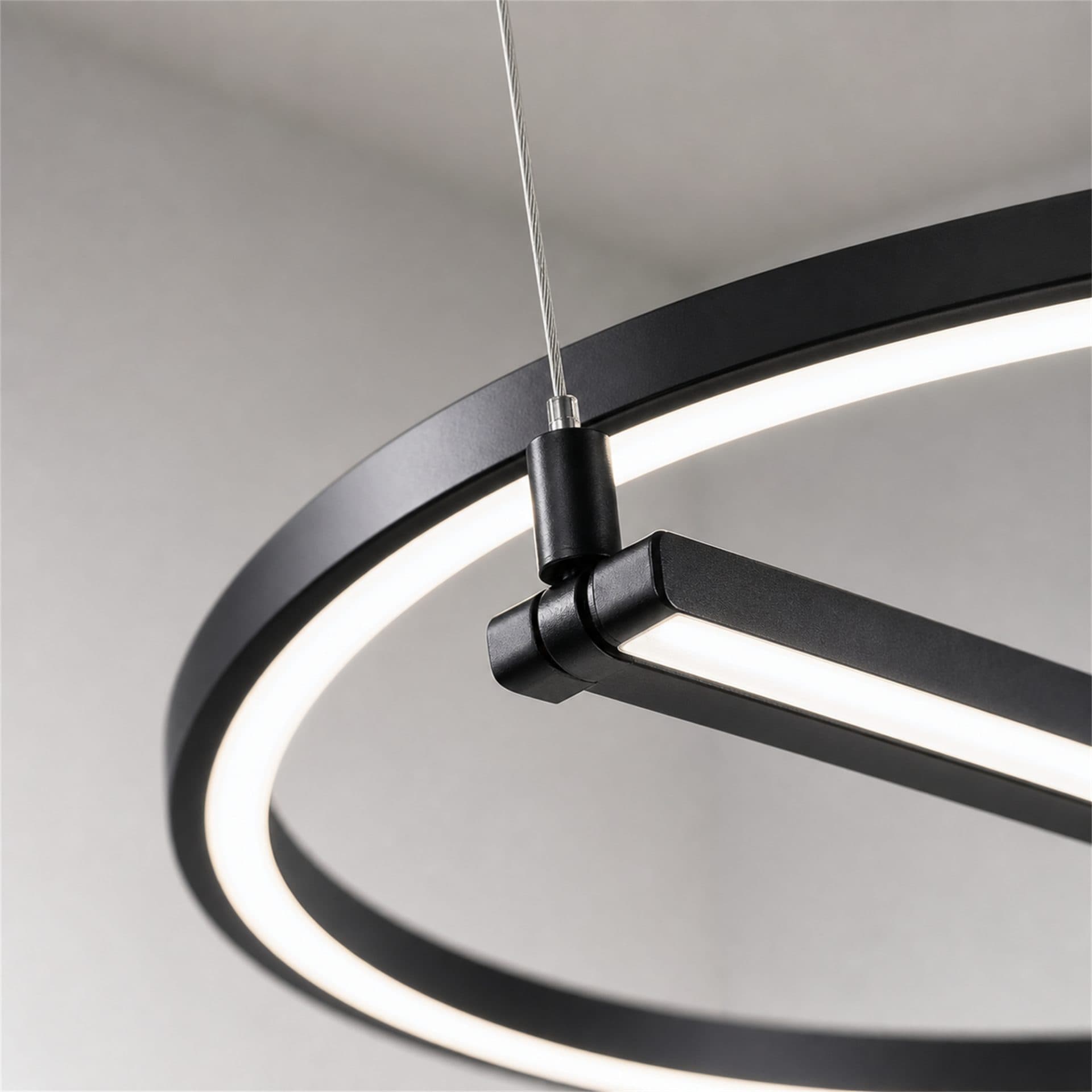 Lustra LED suspendata Flippy D52cm 25W Inaltime Reglabila Lumina Rece Negru Metal si Acril — imagine 2