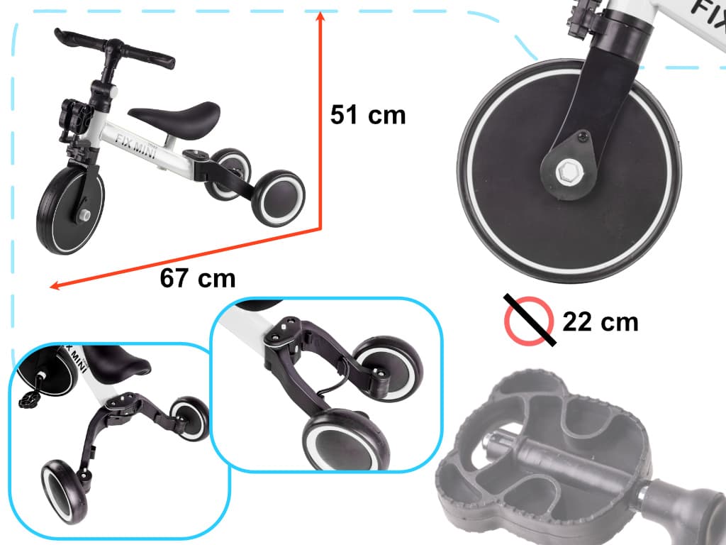 Triciclu TRIKE FIX MINI 3in1 adaptabila, culoare Alba — imagine 3
