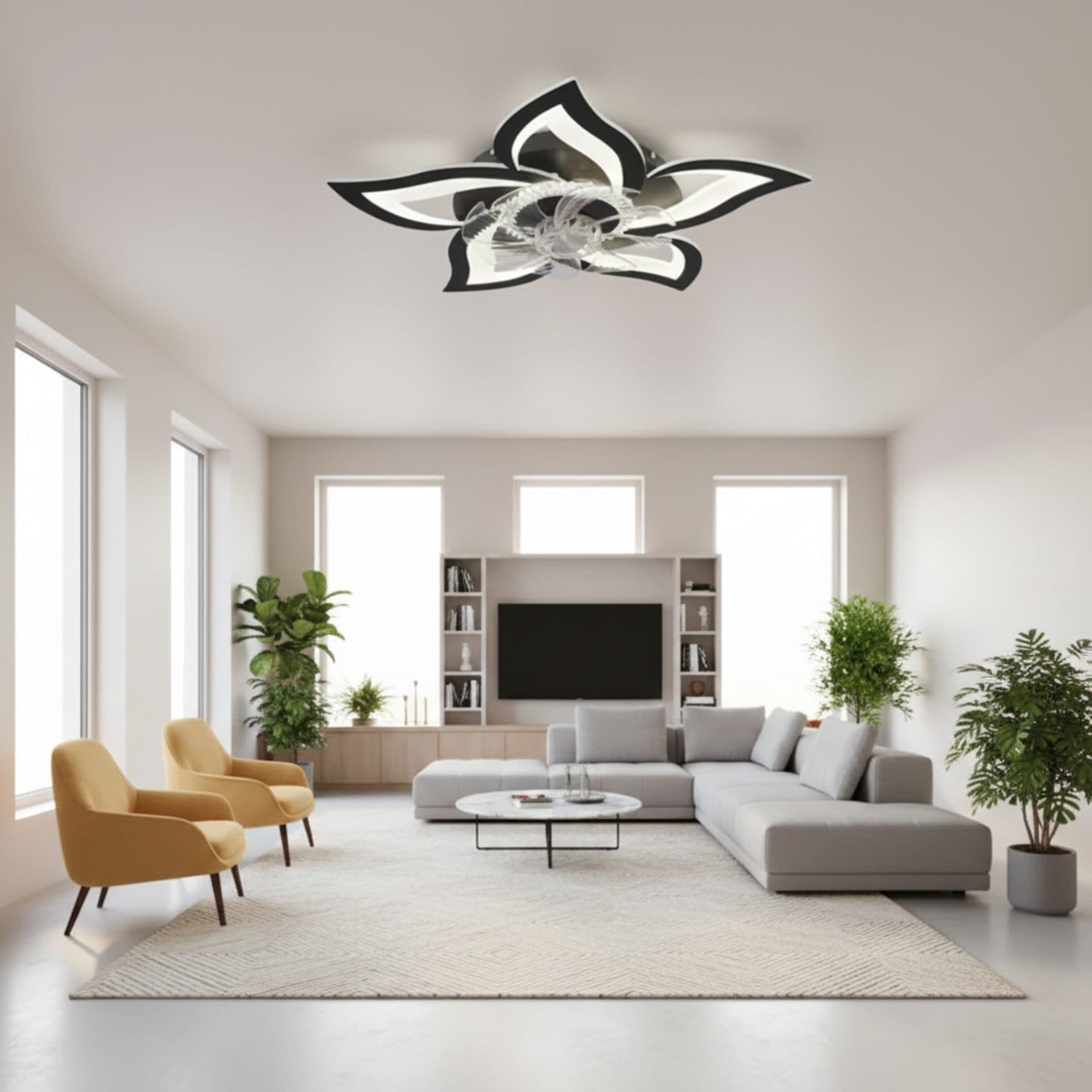 Lustra LED Ventilator Flippy 49W D85cm Telecomanda Negru — imagine 3