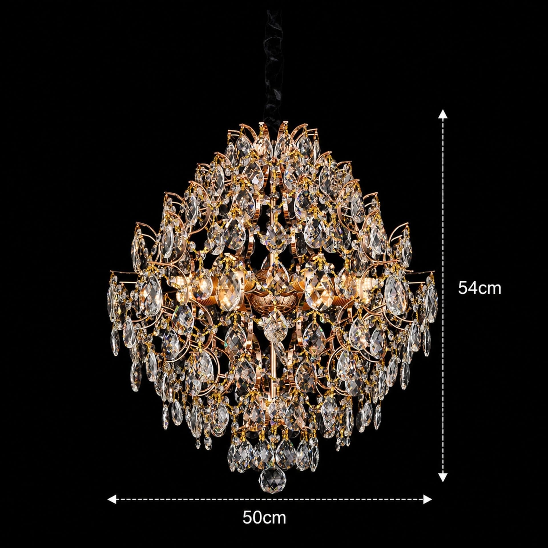 Candelabru Cristal KONIG Eleganza 8x E14 D50 cm Auriu — imagine 4