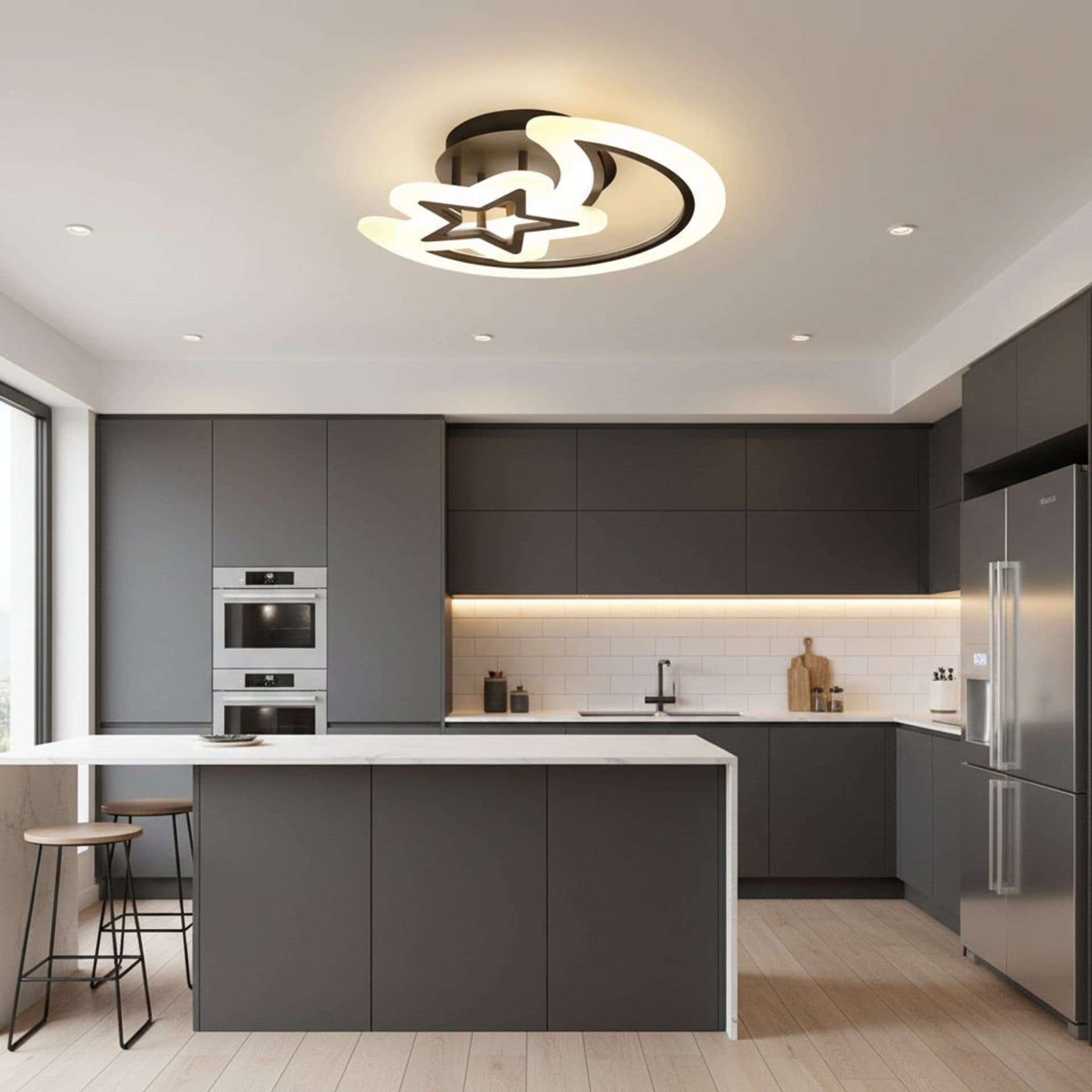 Lustra LED Flippy 59W 2 Elementete Telecomanda Negru — imagine 1