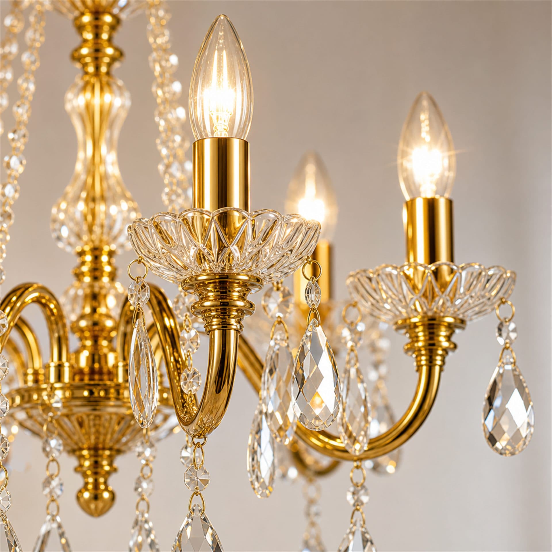 Candelabru Flippy Cristal NUVOLA Nobile Auriu 8xE14 D40 cm — imagine 4