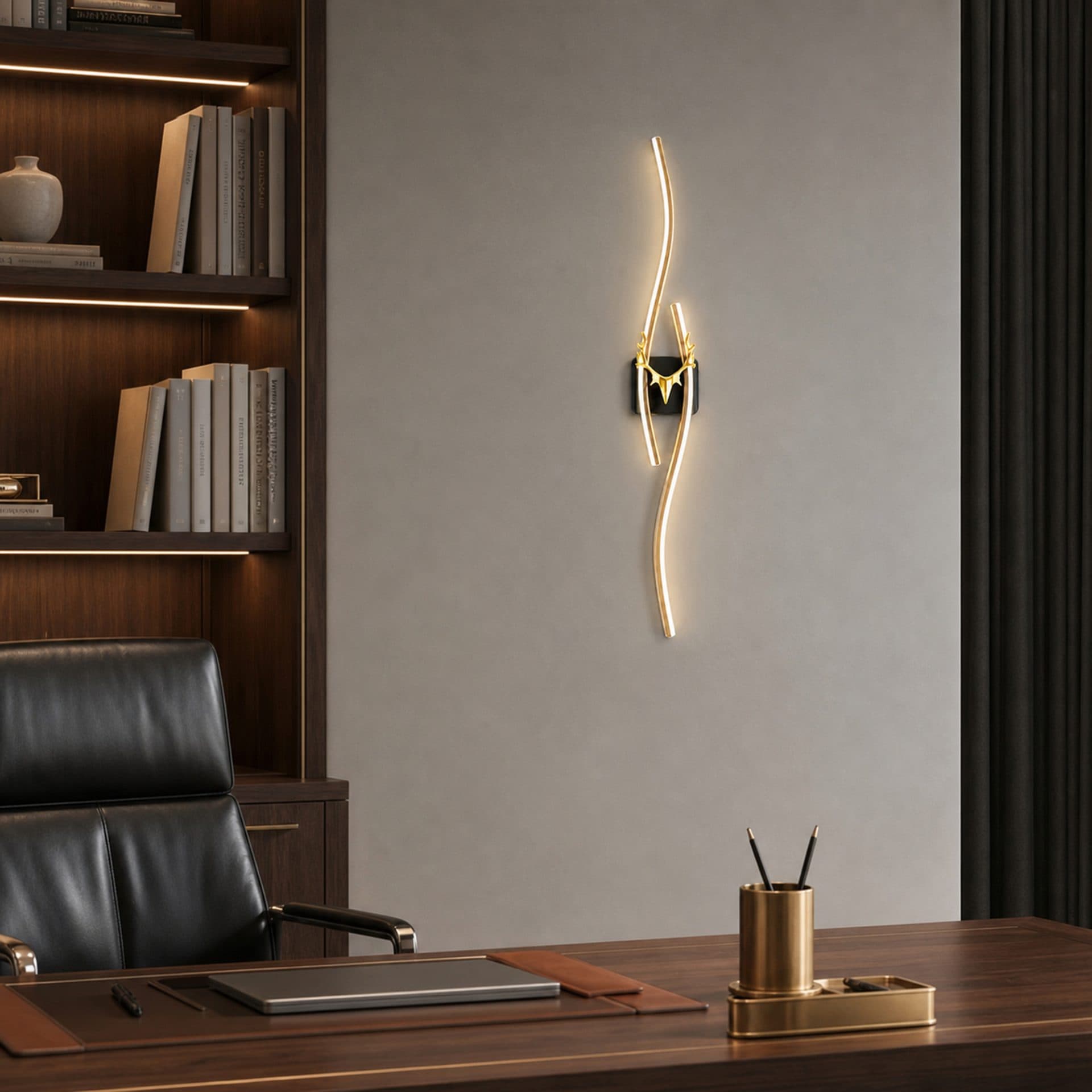 Aplica LED decorativa Flippy FYAN, 48W, 59x14cm, auriu — imagine 4