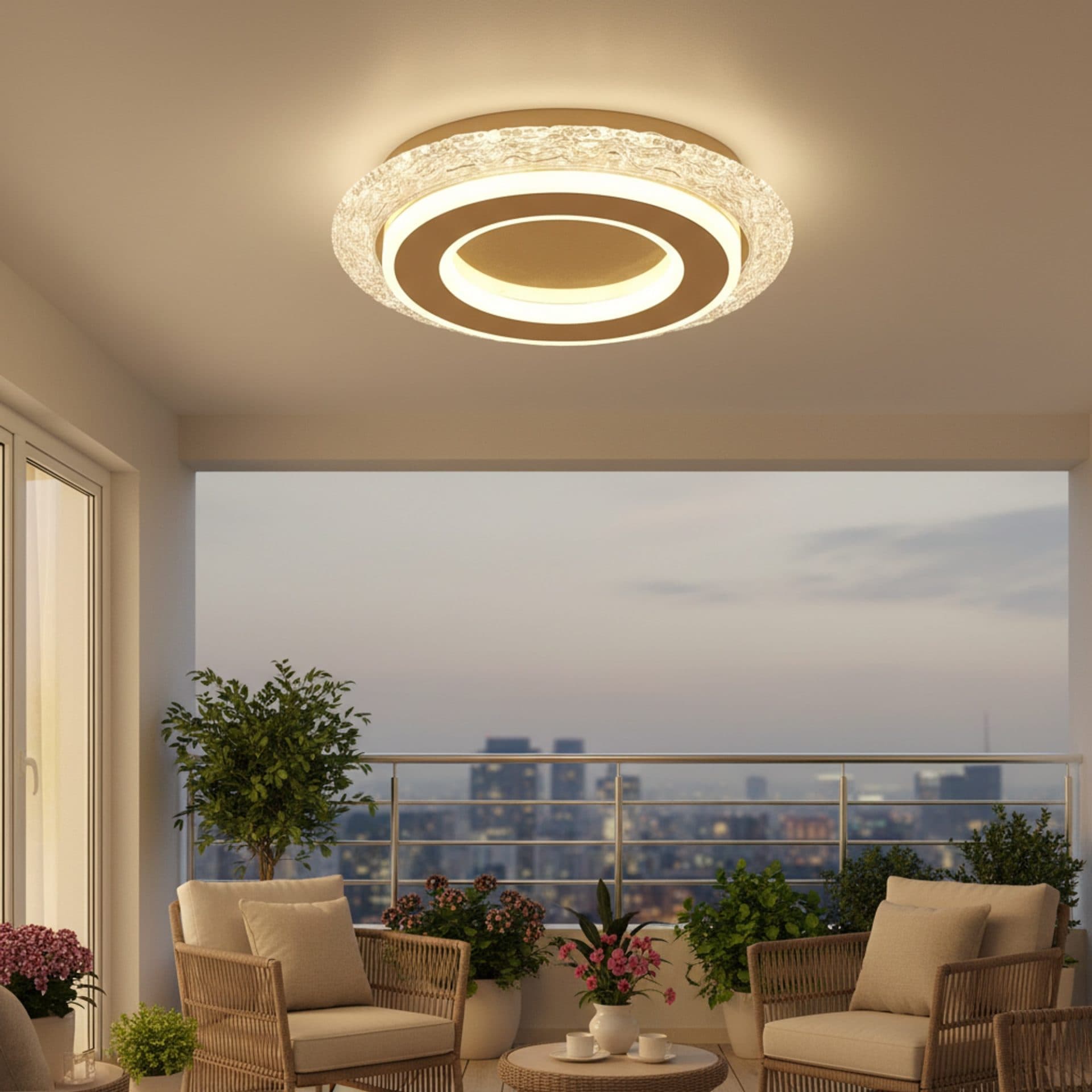 Lustra LED AGOL Petito 29W Diametru 20cm Lumina Calda Neutra Rece Auriu Metal Acril — imagine 3