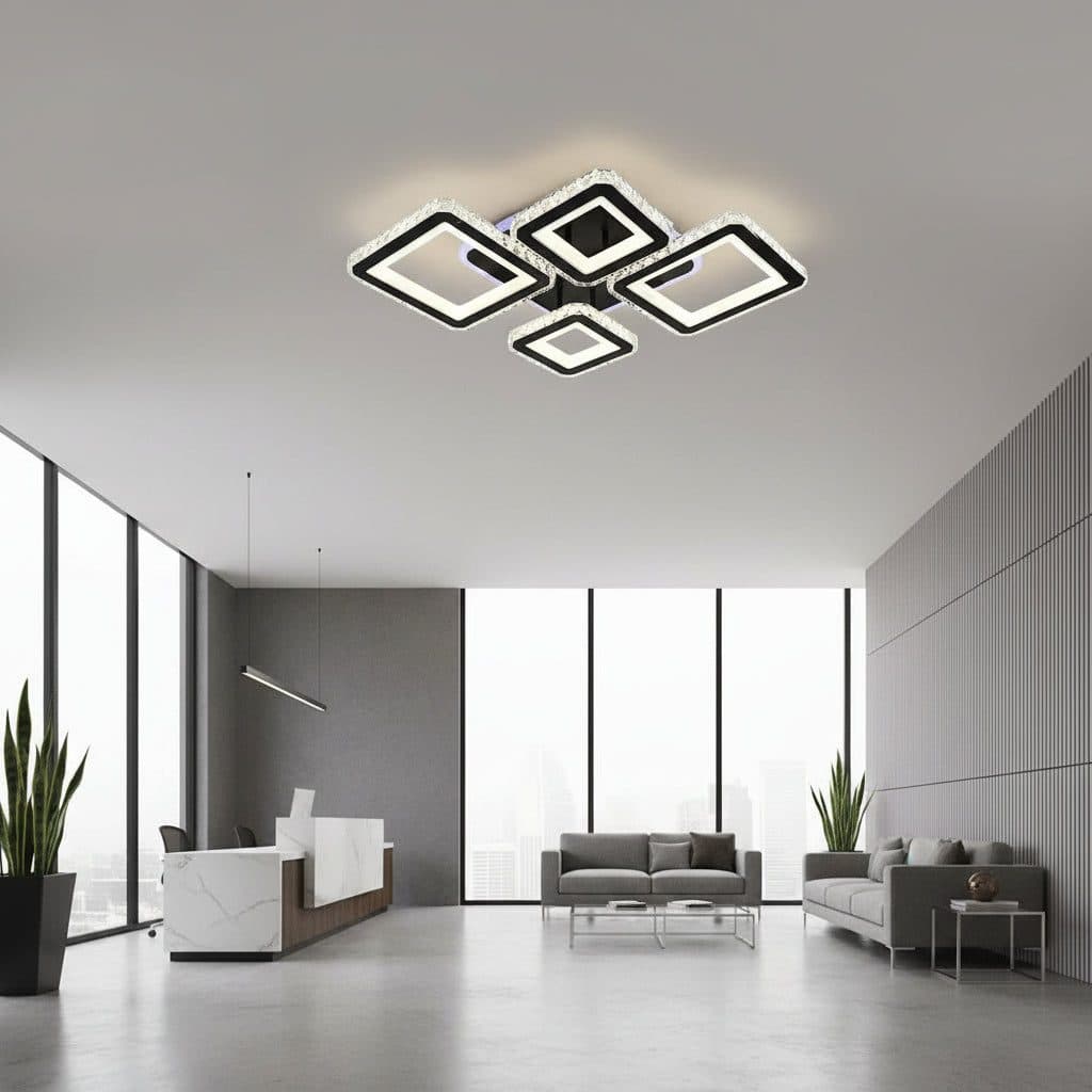 Lustra LED cu telecomanda si cristal Flippy QUADRIS RGB 96W — imagine 6