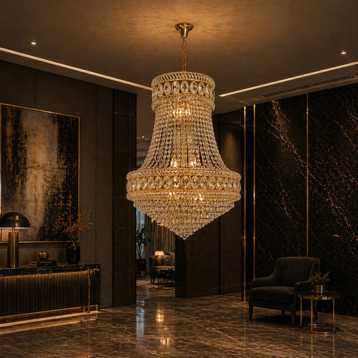 Candelabru Flippy Cristal EMPIRE Magno 10x E14 D60 cm Auriu — imagine 8