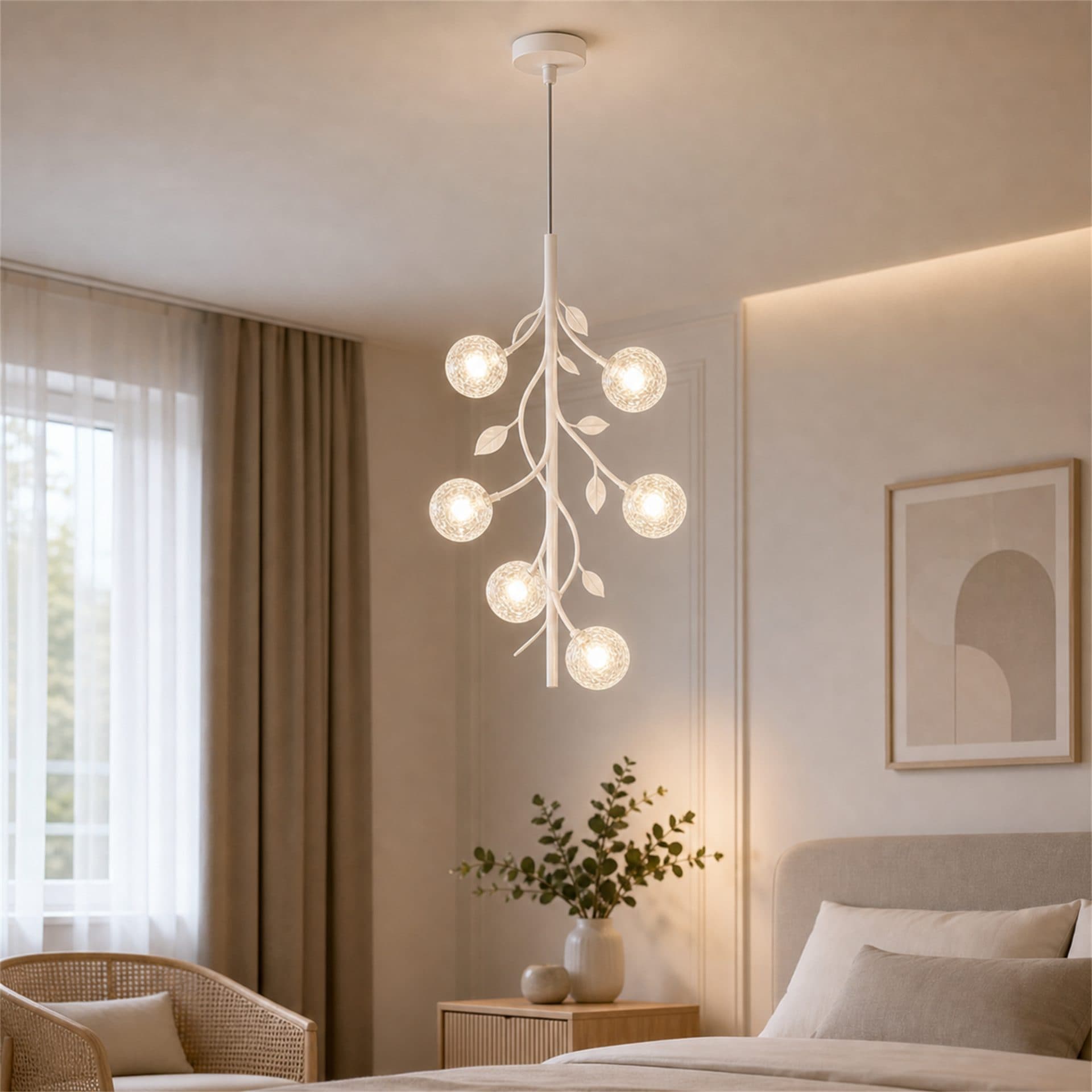 Lustra Suspendata VINE Petito 7xG9 Ø28cm Alb Metal Sticla — imagine 7