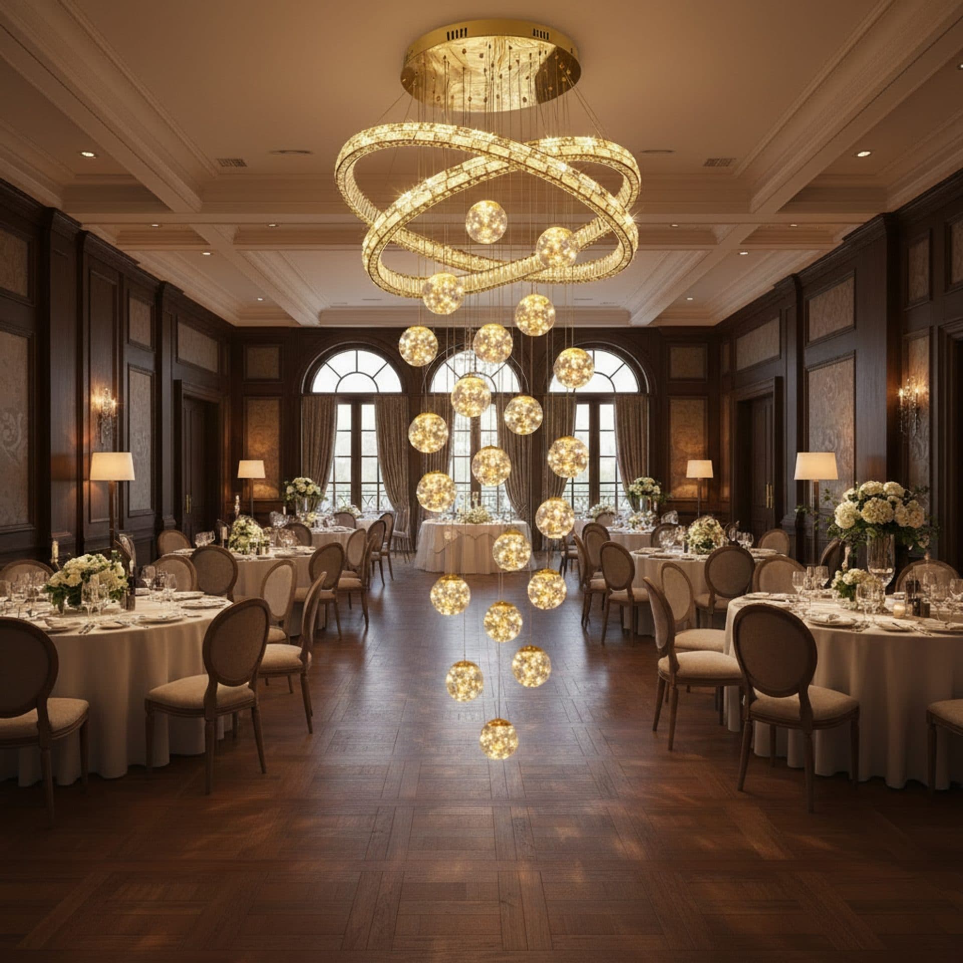 Candelabru Cristal Flippy DUARA Supremo 90x300cm Auriu Metal si Cristal — imagine 3