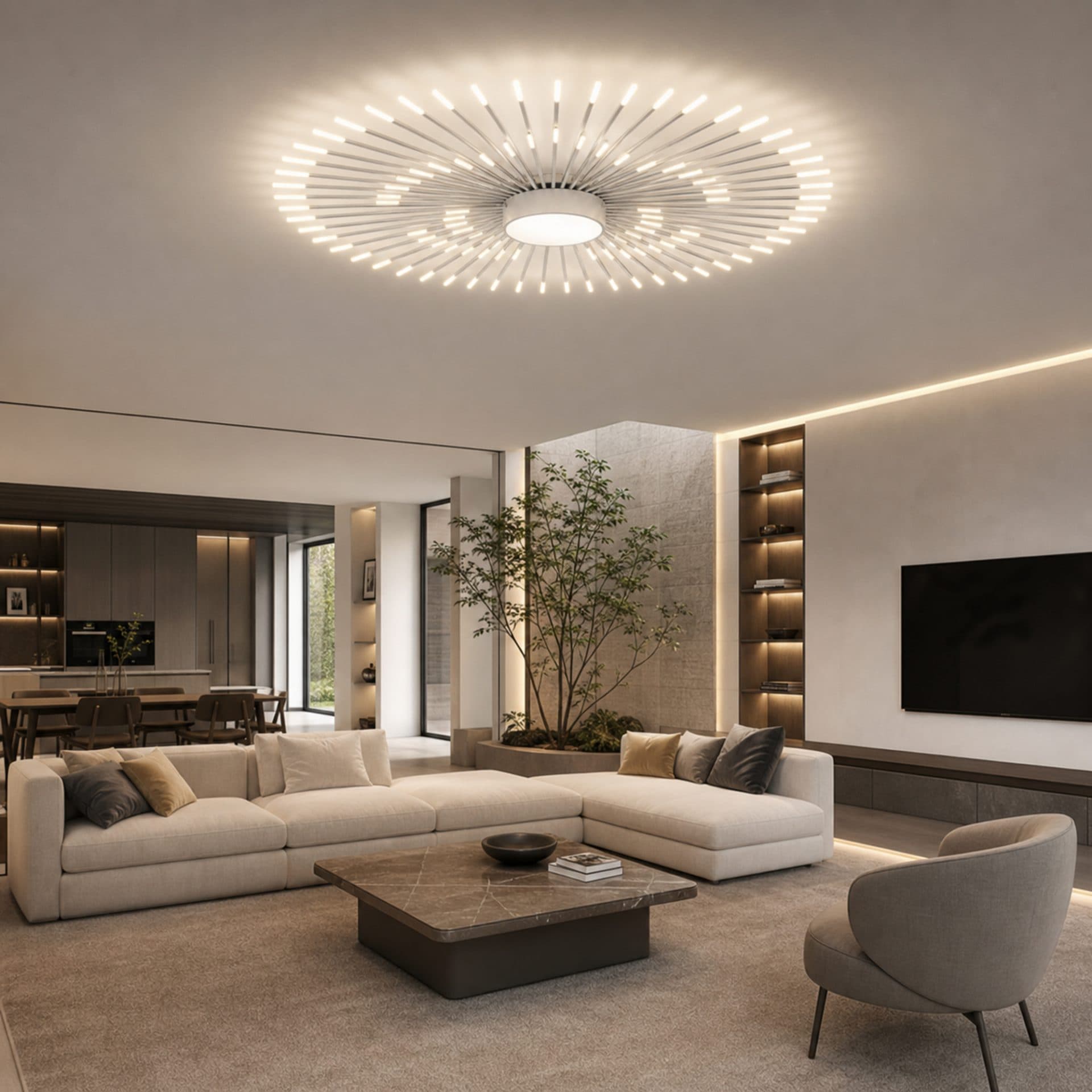 Lustra LED Flippy KALESA Grande Supremo Ø130cm Lumina Neutra 4000K 42W Alb Metal si Acril — imagine 6