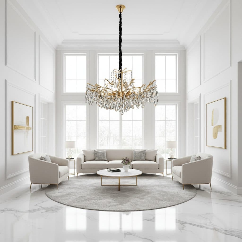 Candelabru Flippy Cristal REINA Regalis, 8x E14, D80cm, Auriu, Metal si Cristal — imagine 6