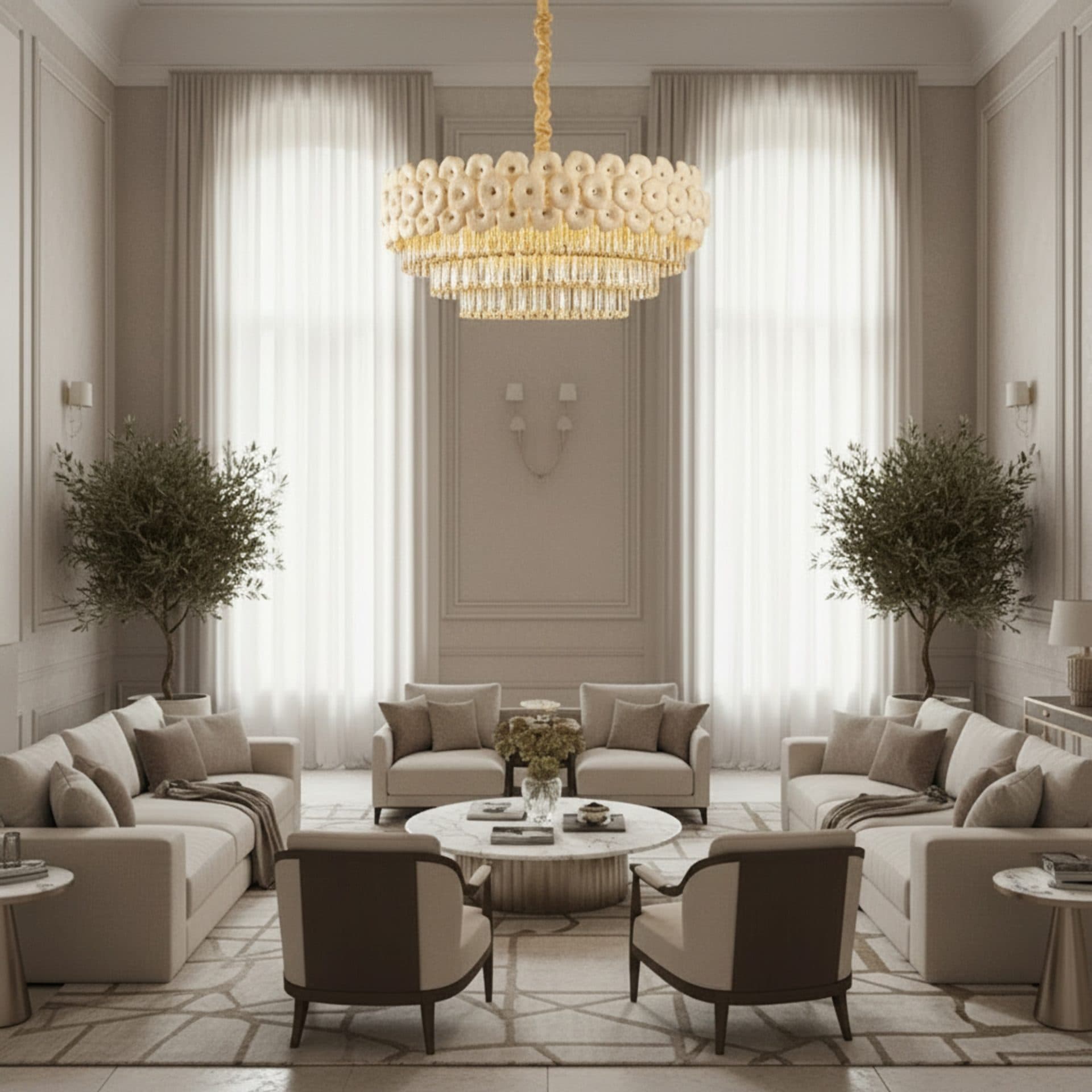 Candelabru Flippy Cristal PETAL Regalis 15xE14 Auriu — imagine 1