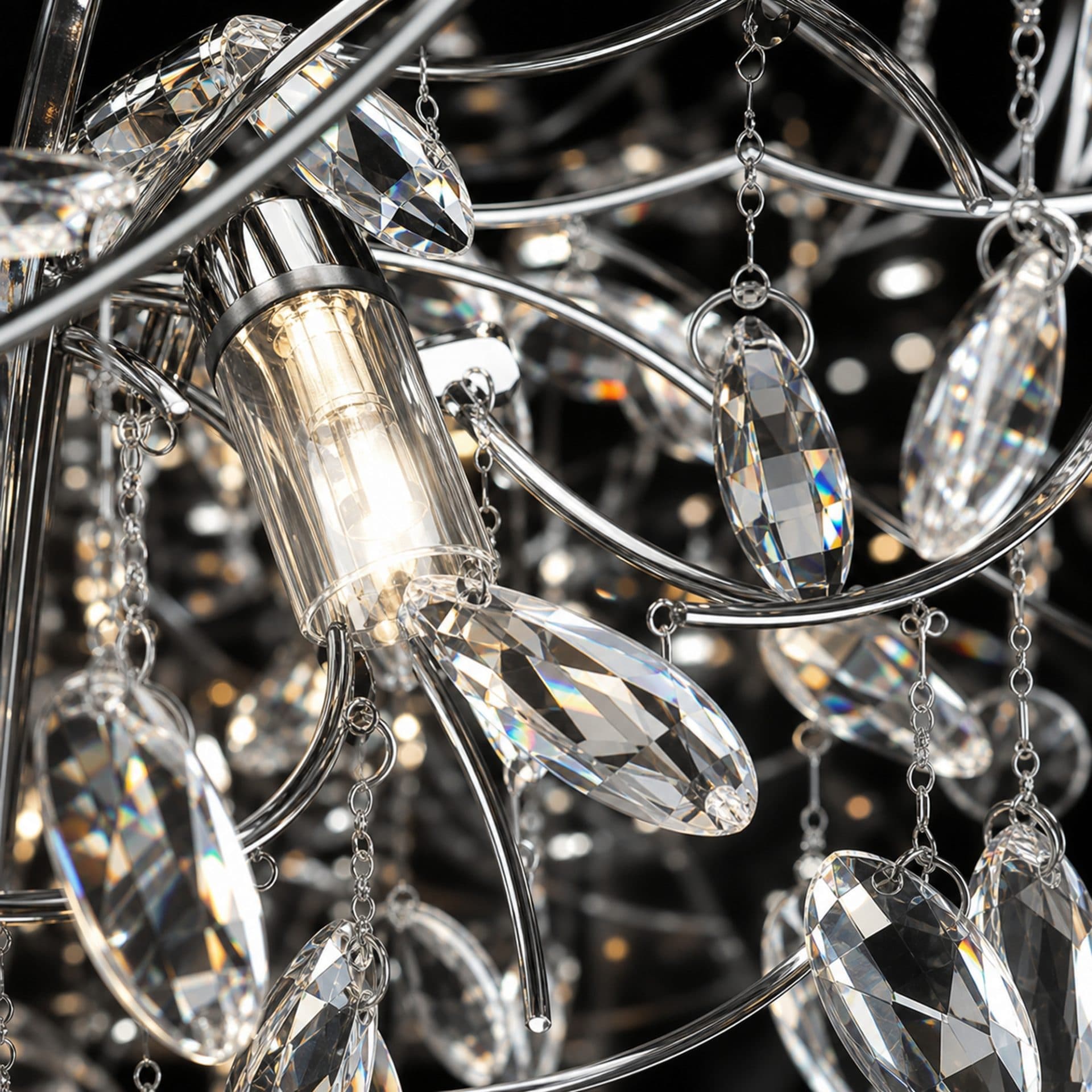 Candelabru cristal PROWES Regalis, 14xE14, 80 cm, crom lucios — imagine 4