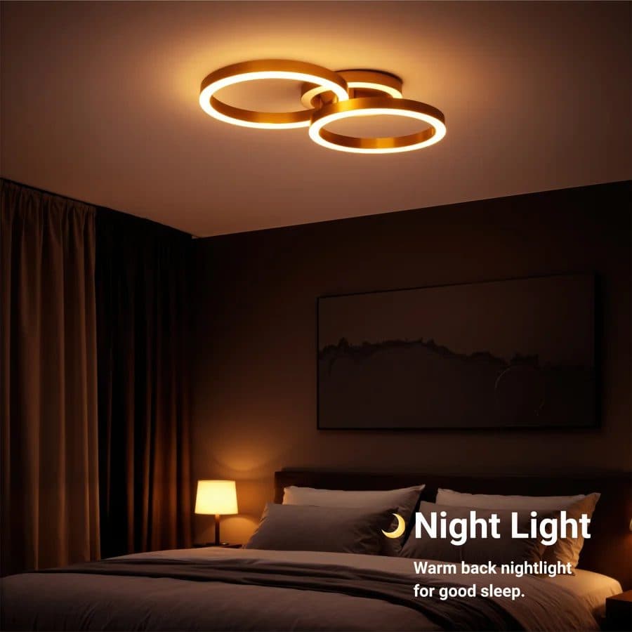 Lustra LED Flippy 66W, telecomanda, lumina Rece/Calda/Neutra, Auriu Lucios — imagine 3