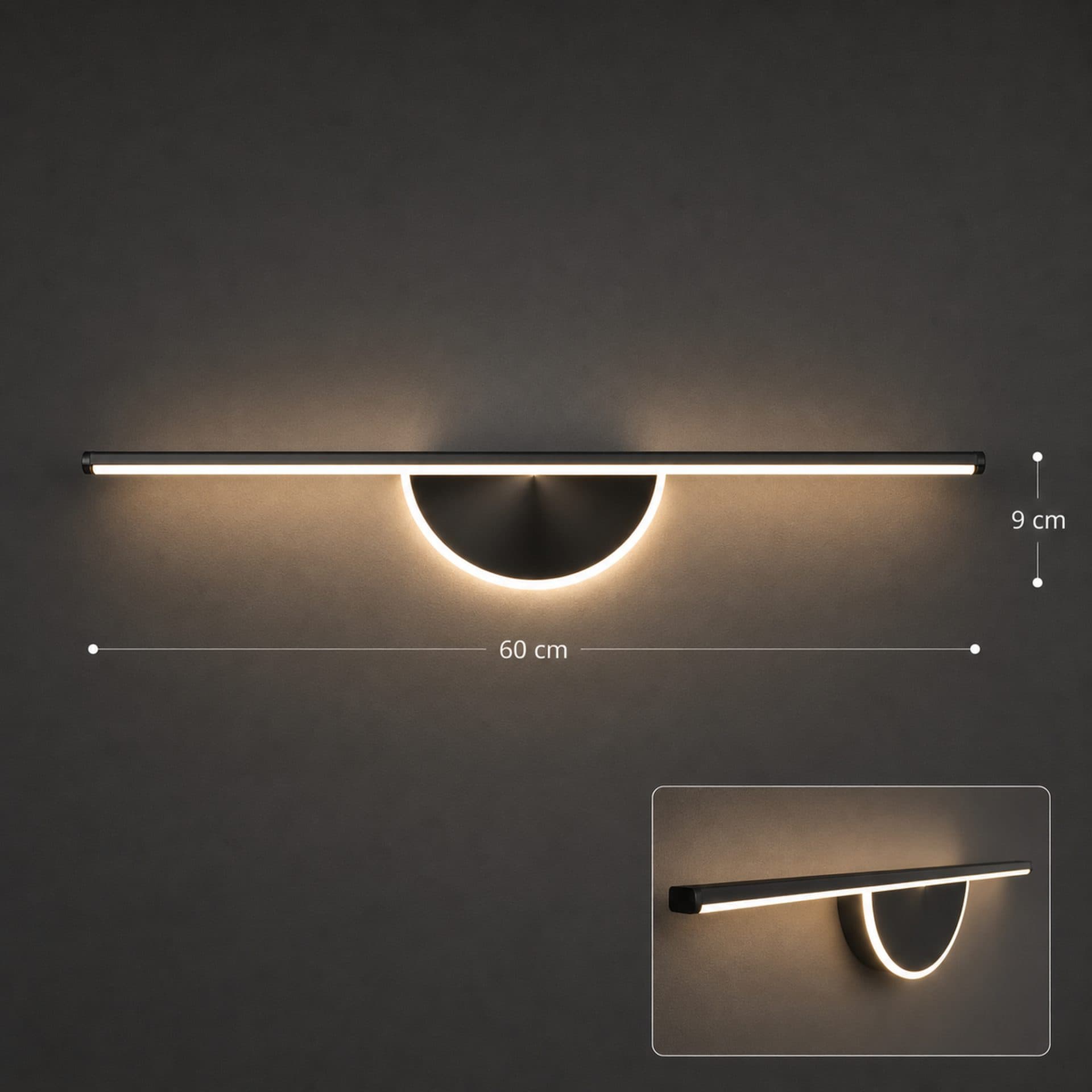 Aplica LED Decorativa Flippy 60cm Negru Calda/Neutra/Rece — imagine 12