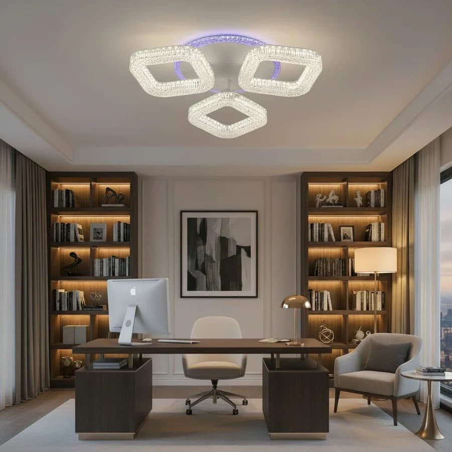 Lustra LED Flippy RENATO Nobile 39W cu telecomanda si cristal Alb — imagine 2