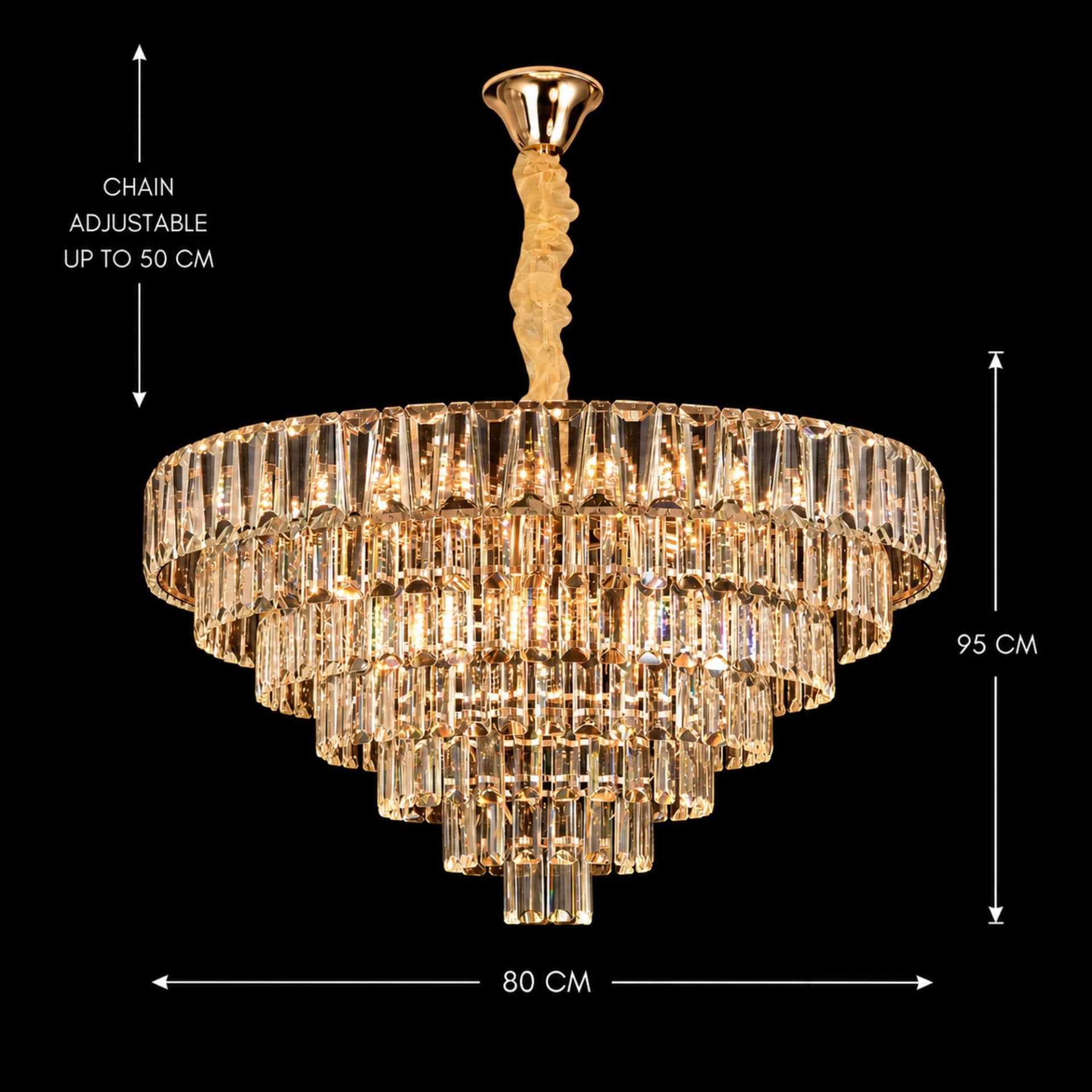 Candelabru Flippy Cristal VALMONT Regalis 15xE14 D80 cm Auriu — imagine 4