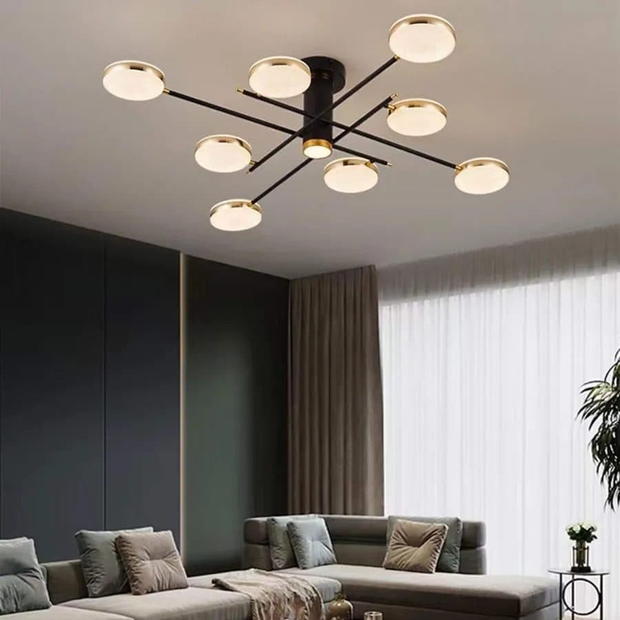Lustra LED Flippy cu telecomanda si cristale MISEL 154W, 9 Elemente, Negru Auriu — imagine 2