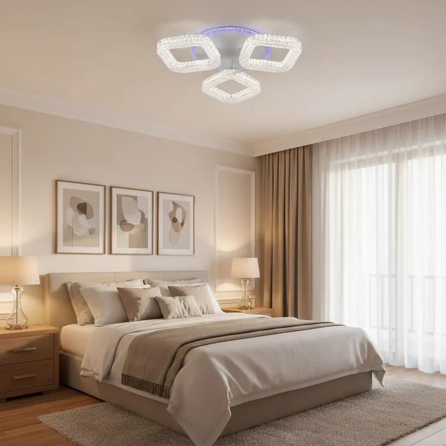 Lustra LED Flippy RENATO Nobile 39W cu telecomanda si cristal Alb — imagine 3