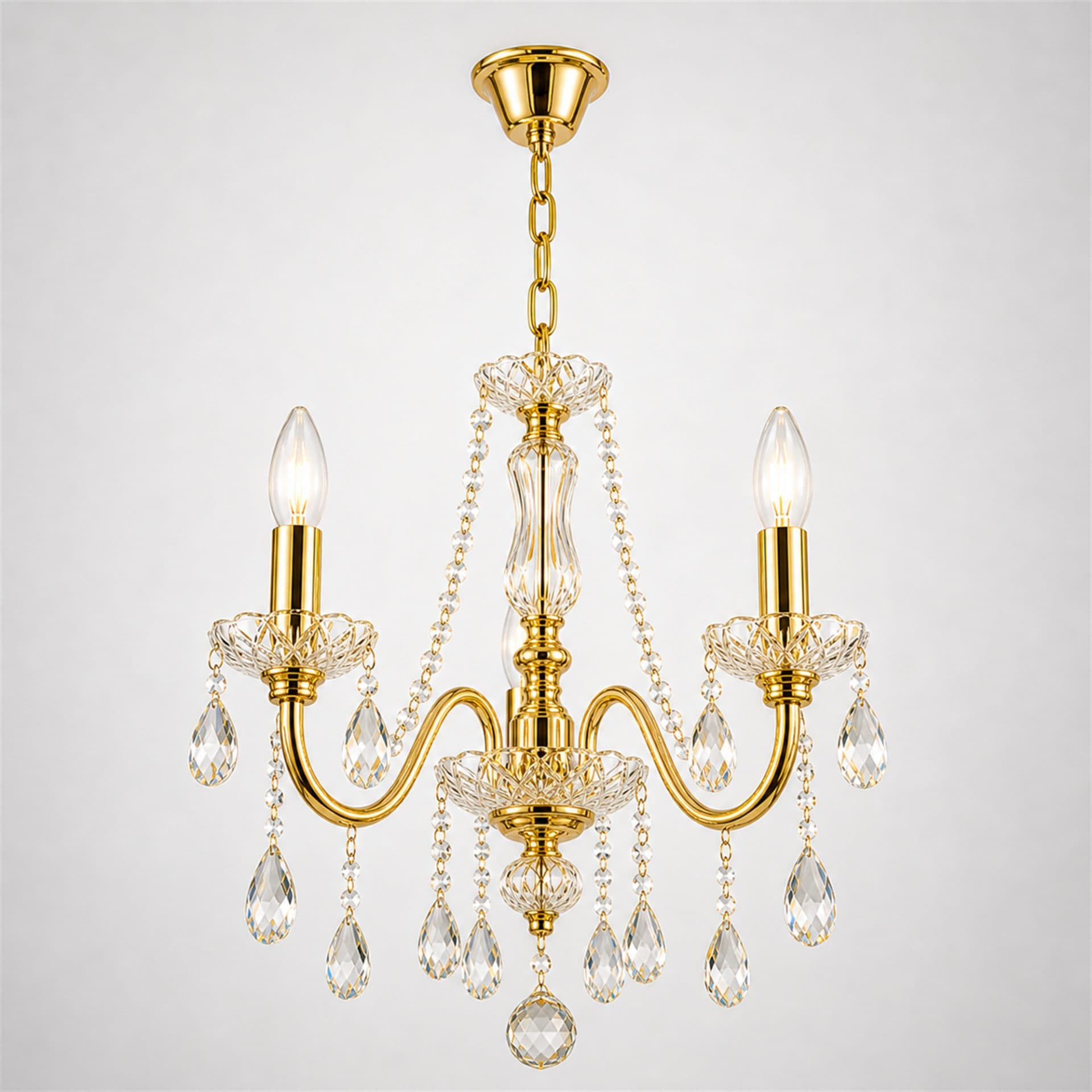 Candelabru cristal Flippy VECTORIA Petito, 3xE14, 28cm, auriu — imagine 9