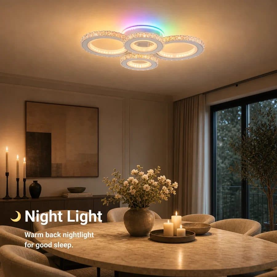 Lustra LED Flippy Rotunda RGB 82W 4 Cercuri Telecomanda Alb — imagine 4