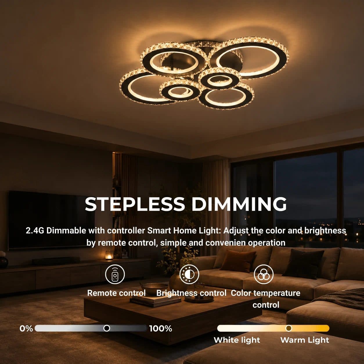 Lustra LED cu telecomanda Flippy Nova Rotonda RGB 145W — imagine 12