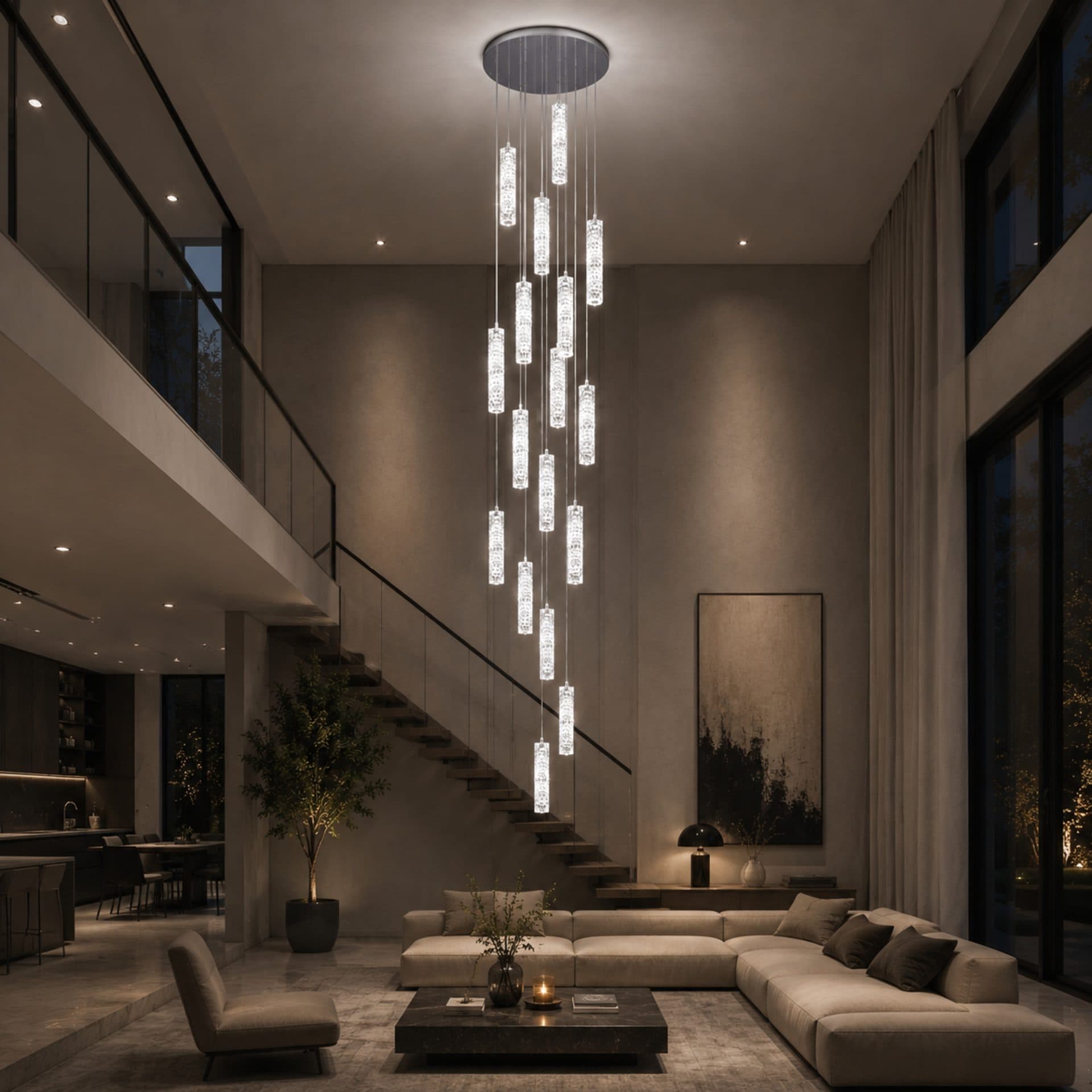 Candelabru LED Cristal 82W Crom Flippy — imagine 2