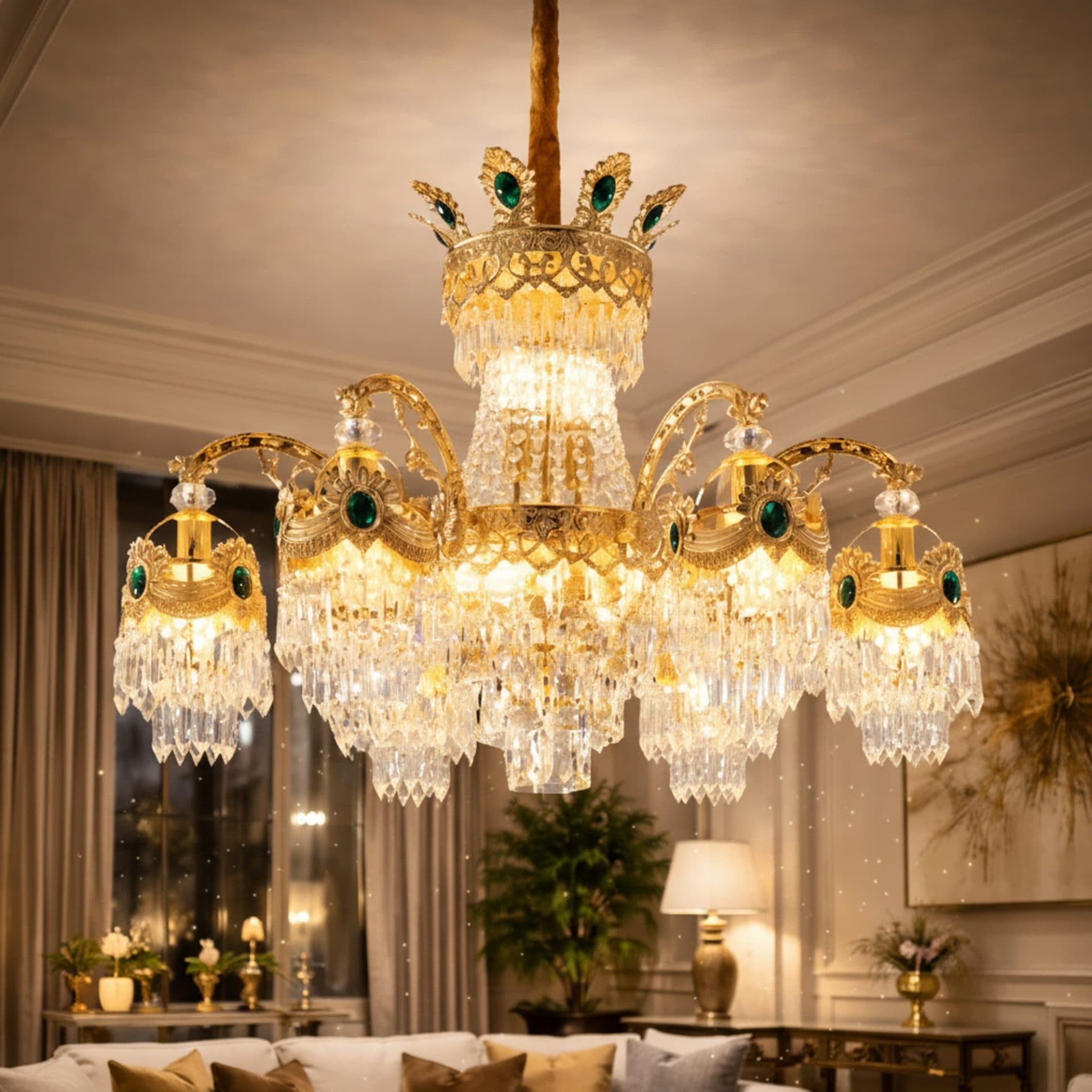 Candelabru Flippy Cristal 13x E14 D80cm Auriu Lucios — imagine 3