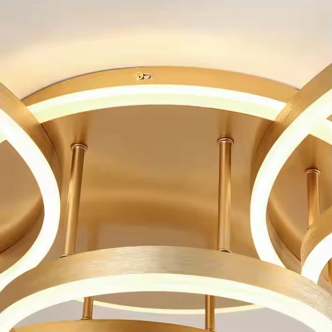 Lustra LED Flippy 68W 3 Cercuri Telecomanda Auriu Lucios — imagine 2