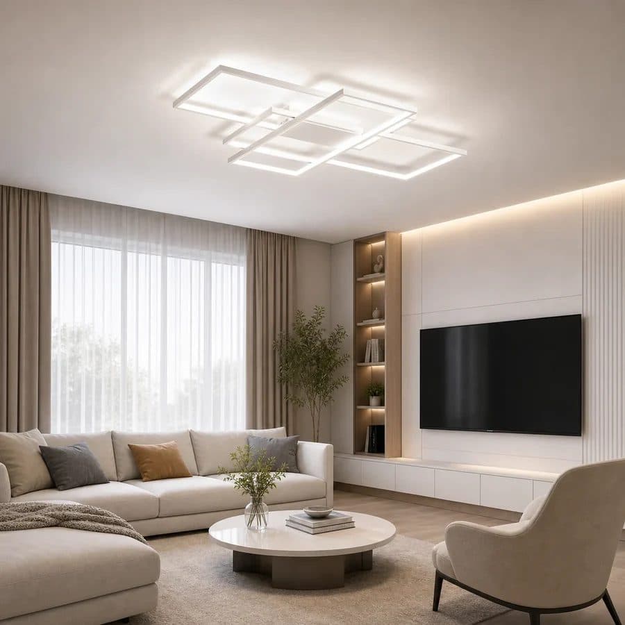 Lustra LED cu telecomanda, 78W, lumina Rece/Calda/Neutra, Dimabila, Alb — imagine 1