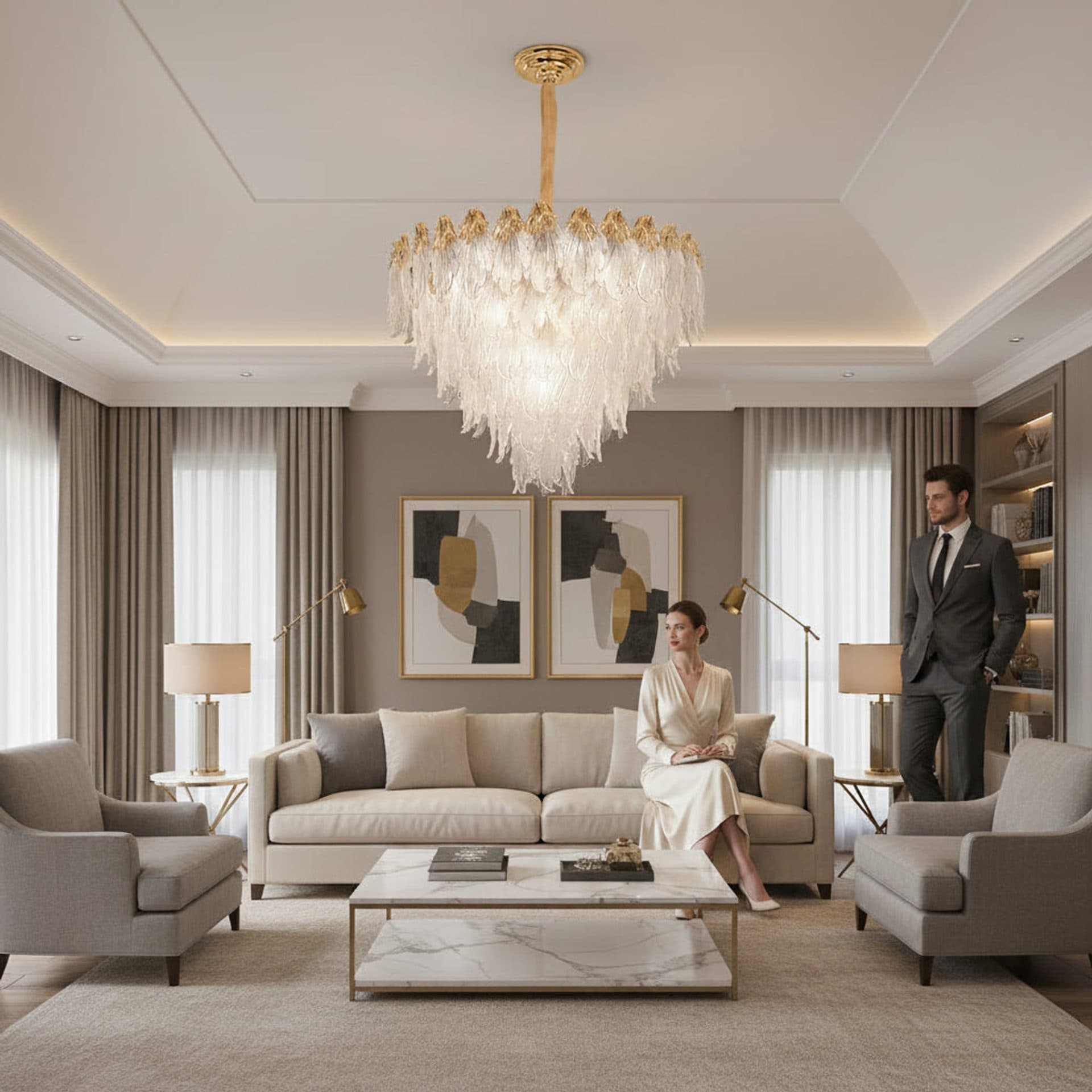 Candelabru Flippy Cristal MURANO Magno 12x E14 Auriu — imagine 4