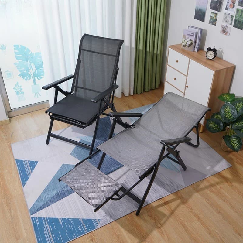 Scaun de gradina 2in1 Flippy, sezlong pliabil cu suport picioare, negru — imagine 6