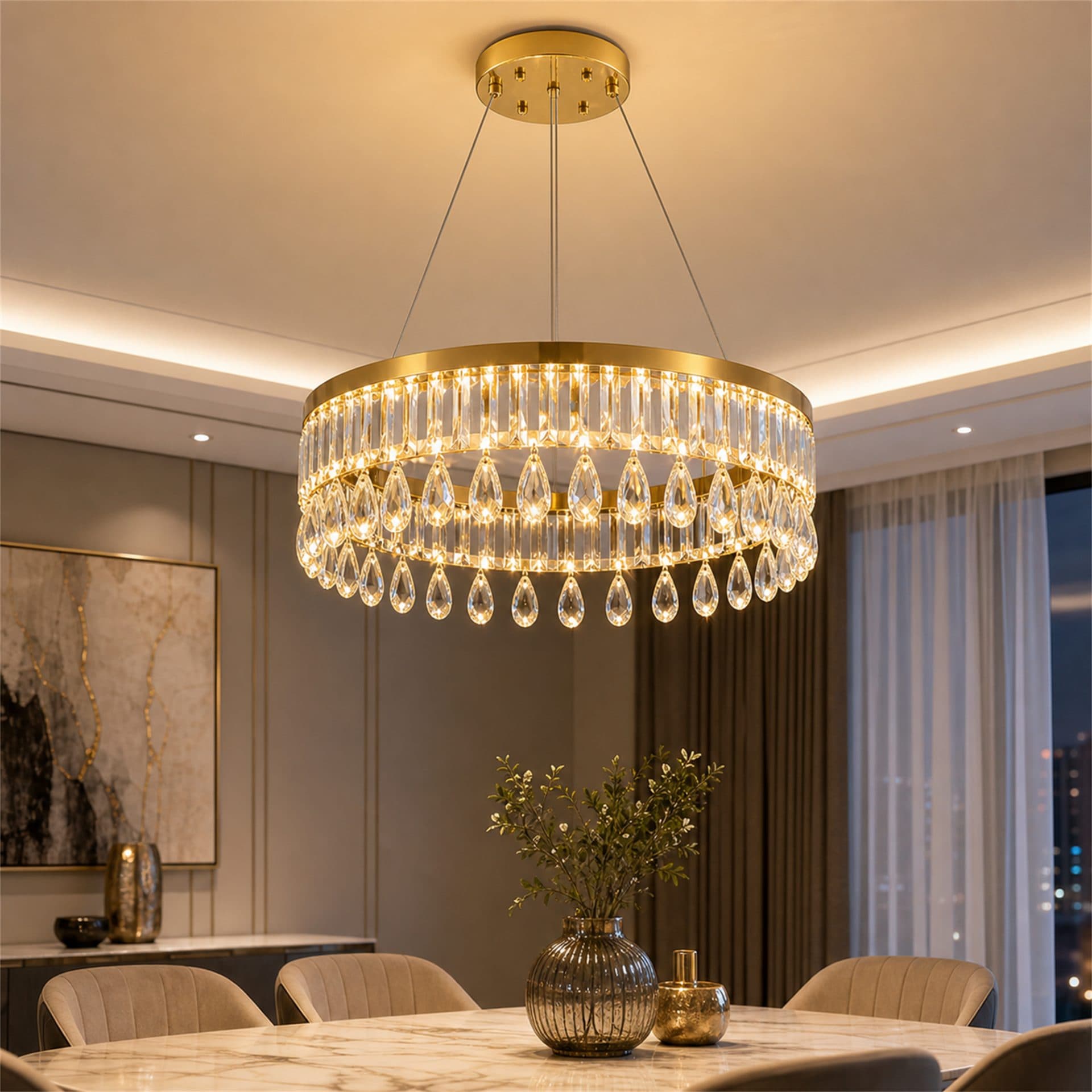 Candelabru Flippy Cristal LED Suspendat 90W 60cm — imagine 4