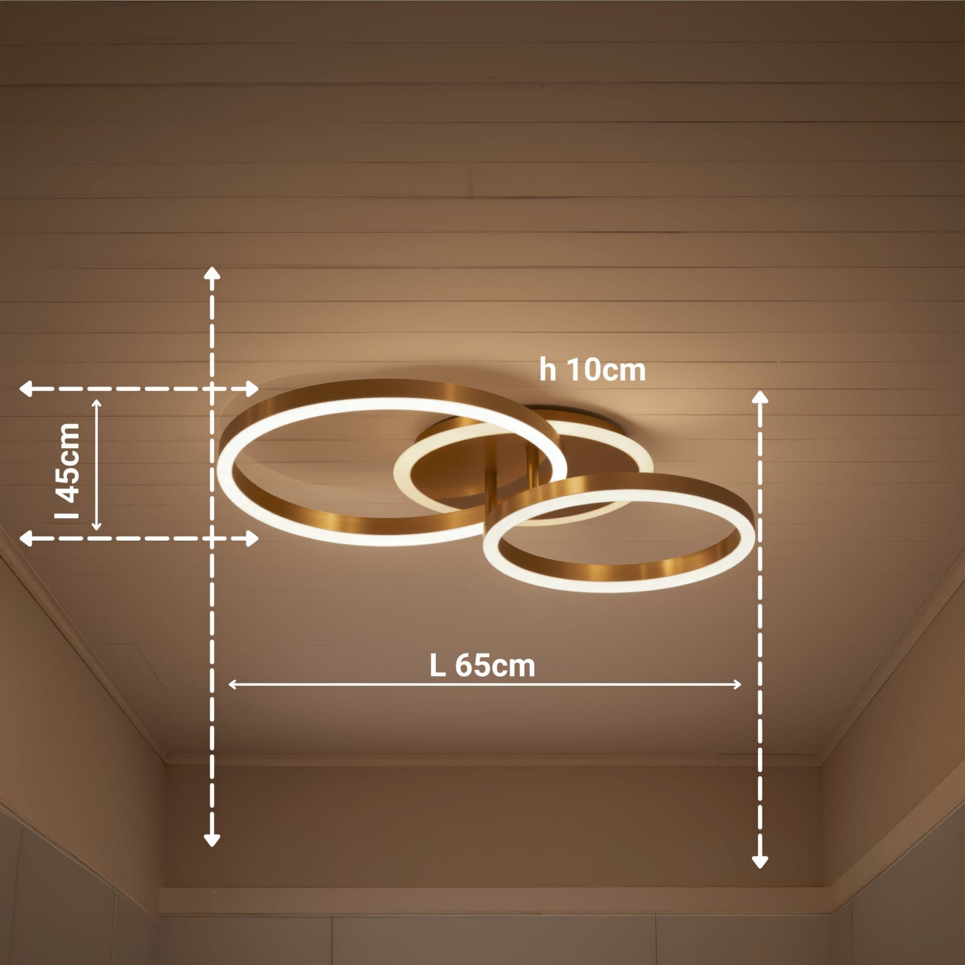Lustra LED Flippy 66W, telecomanda, lumina Rece/Calda/Neutra, Auriu Lucios — imagine 10