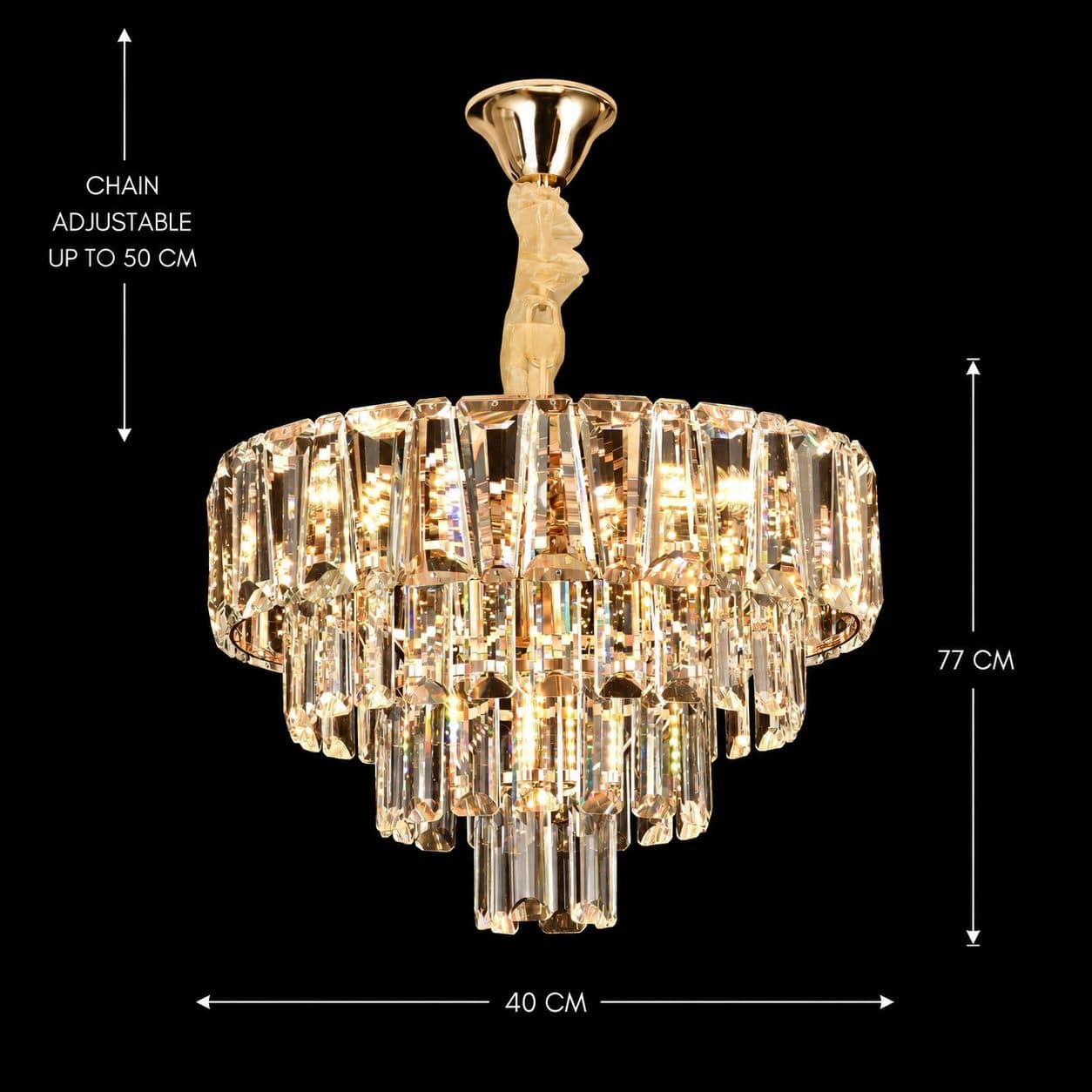 Candelabru Flippy Cristal VALMONT Nobile 6x E14 D40 cm Auriu — imagine 9