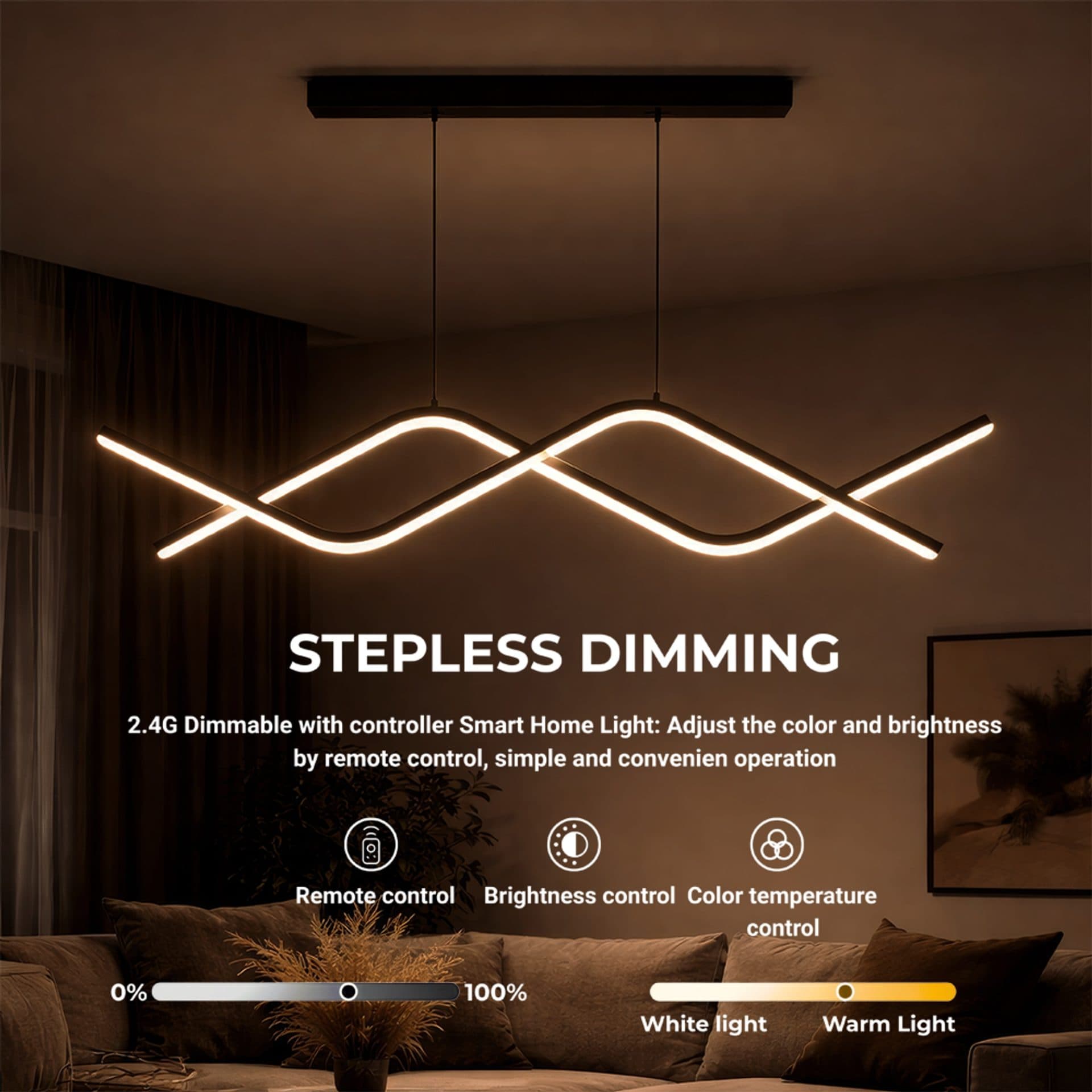 Lustra LED suspendata Flippy 27W telecomanda lumina Rece/Calda/Neutra Dimabila Negru Inaltime Reglabila — imagine 3