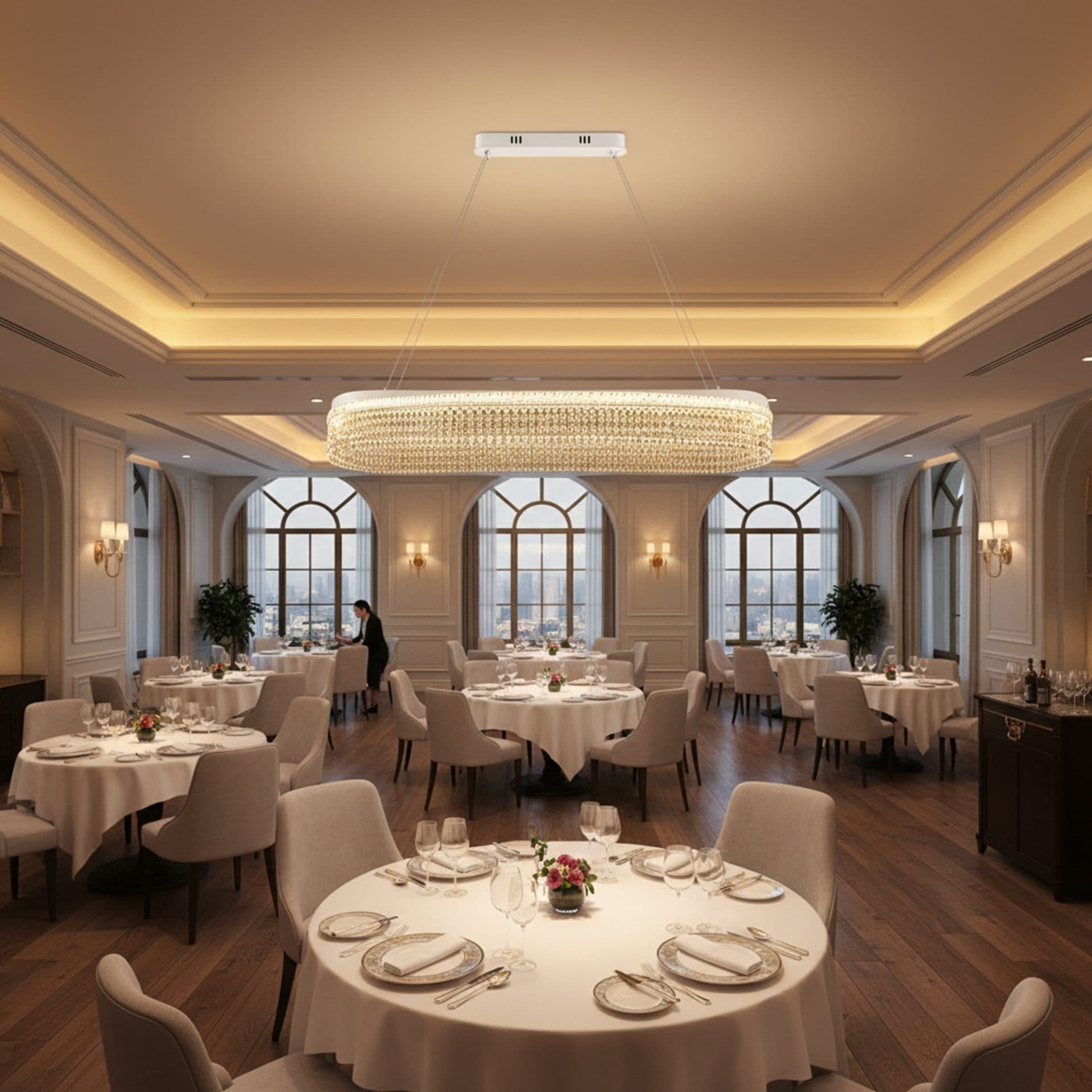 Candelabru Cristal Flippy VOLNA Supremo 128W Alb Metal si Cristal — imagine 1