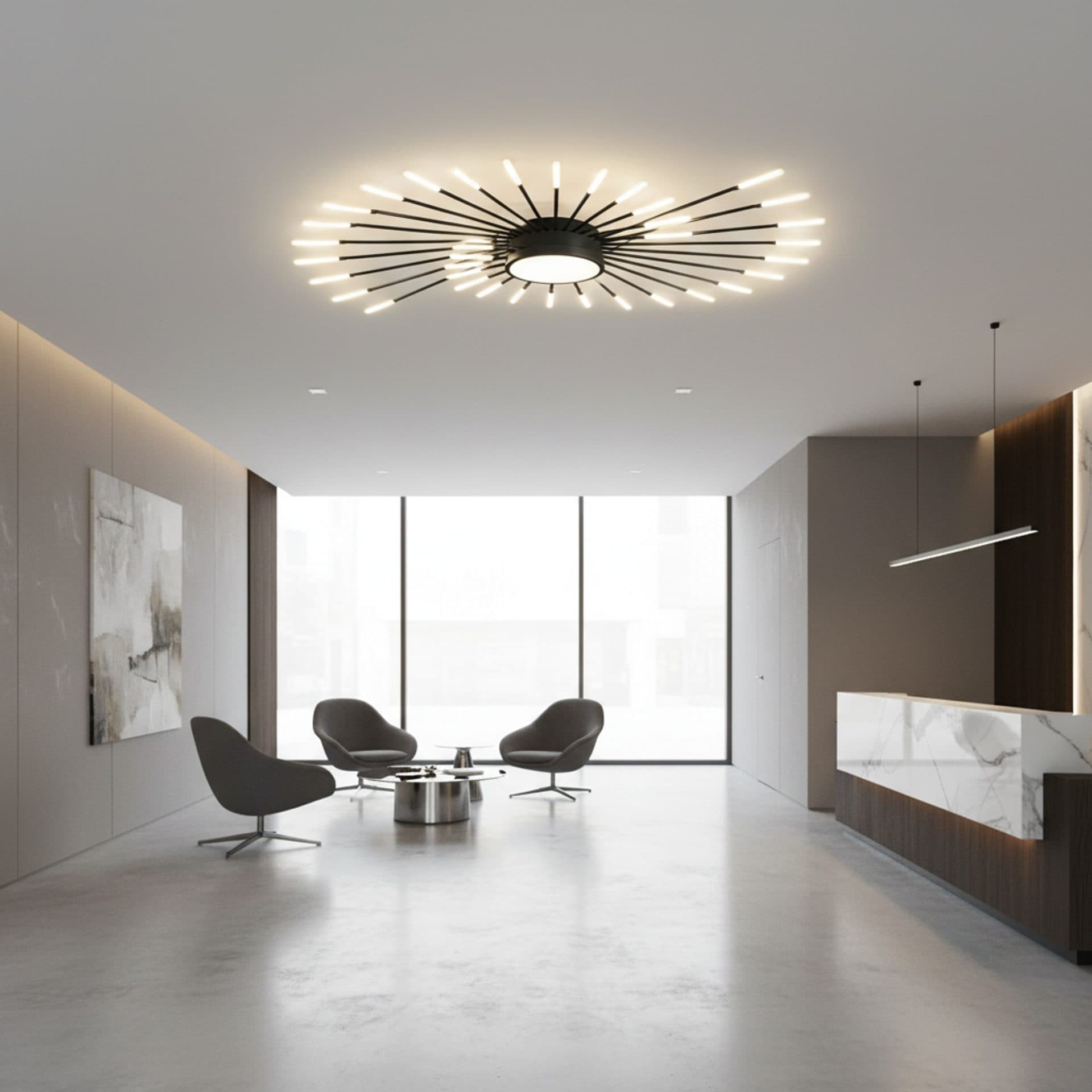 Lustra LED Flippy KALESA Grande, Lumina Neutra 4000K, 28W, Alb, Metal si Acril — imagine 3
