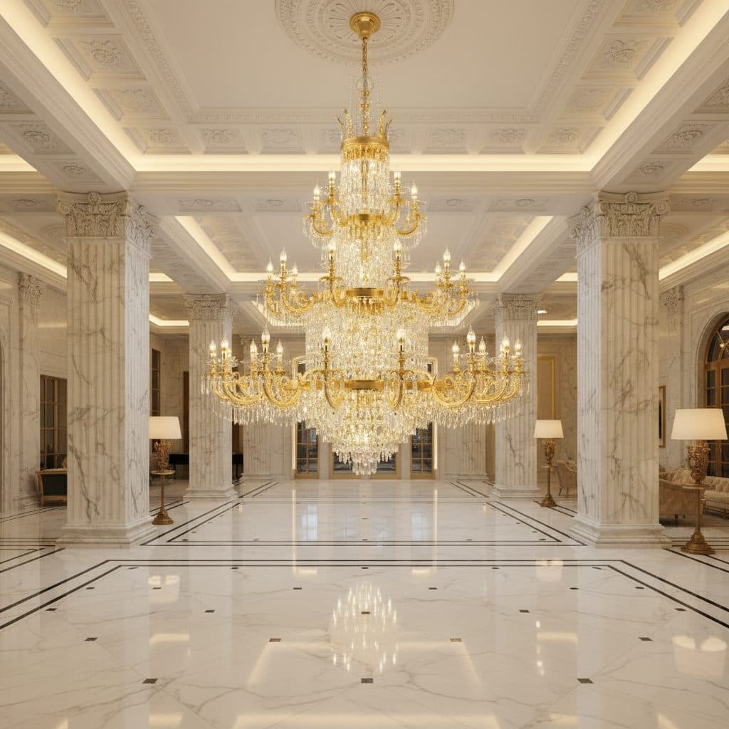 Candelabru Flippy Cristal 54xE14 Auriu Lucios Inaltime 230cm — imagine 7