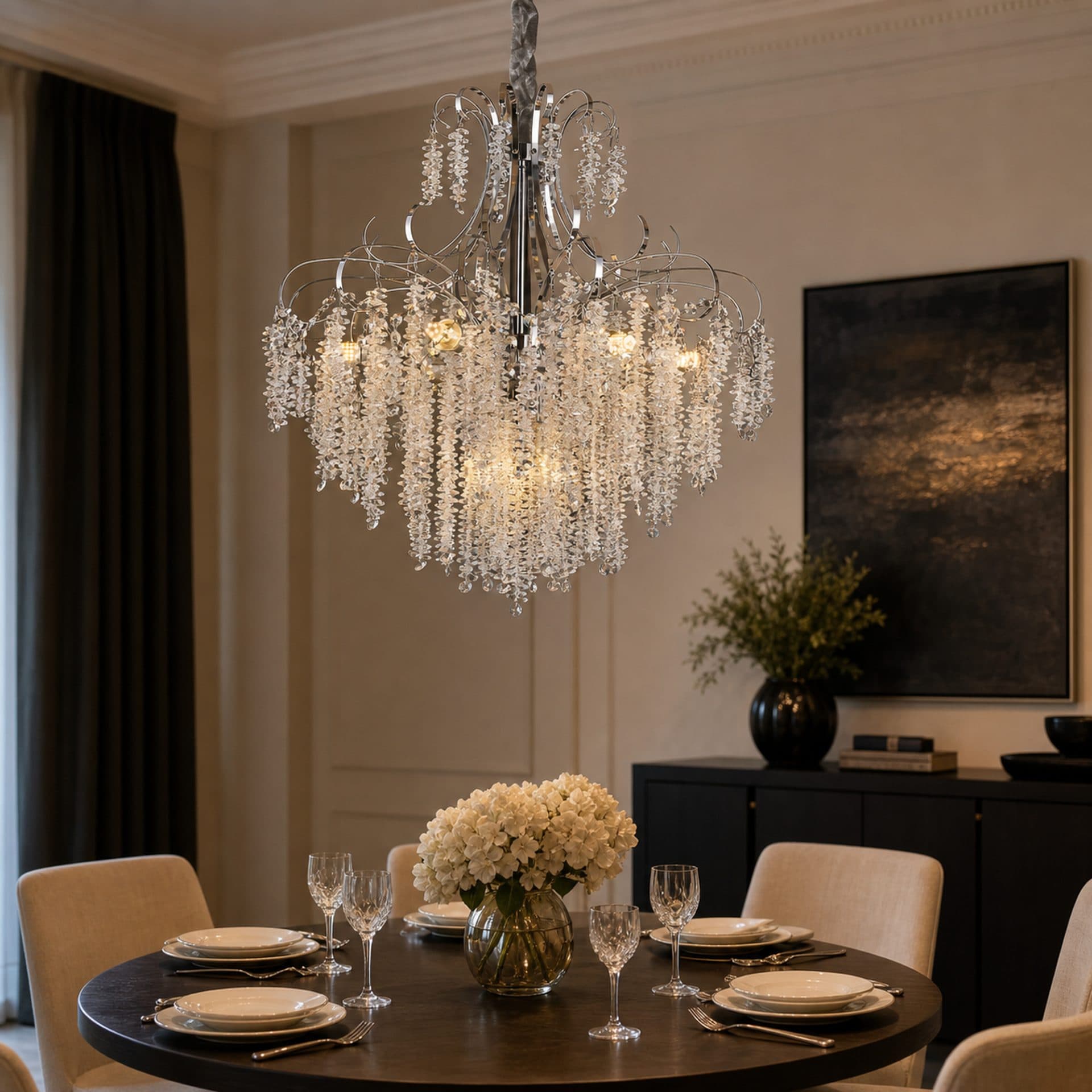 Candelabru Flippy Cristal PUBU Eleganza, 5x E14, Diametru 50cm, Crom — imagine 12