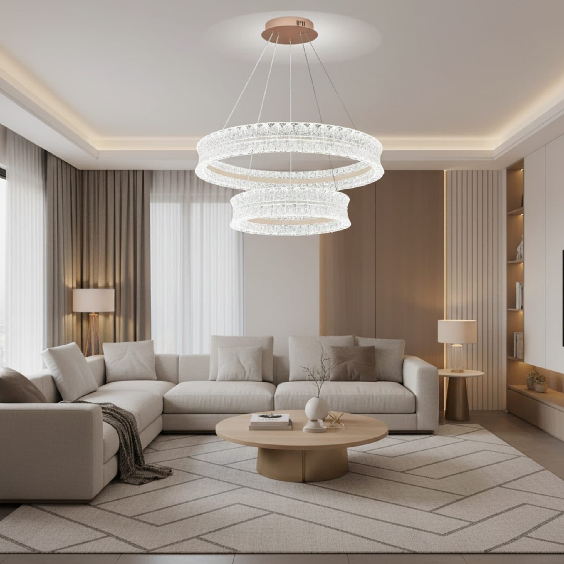 Lustra LED Flippy Cristal 118W Auriu cu Telecomanda — imagine 1